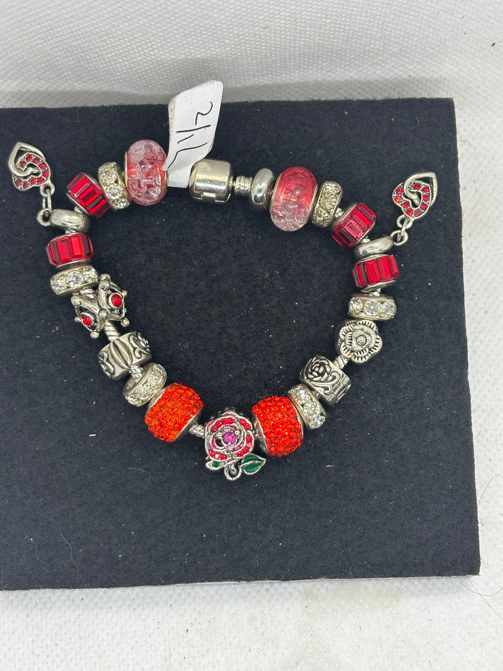 Red Rose Charm Bracelet