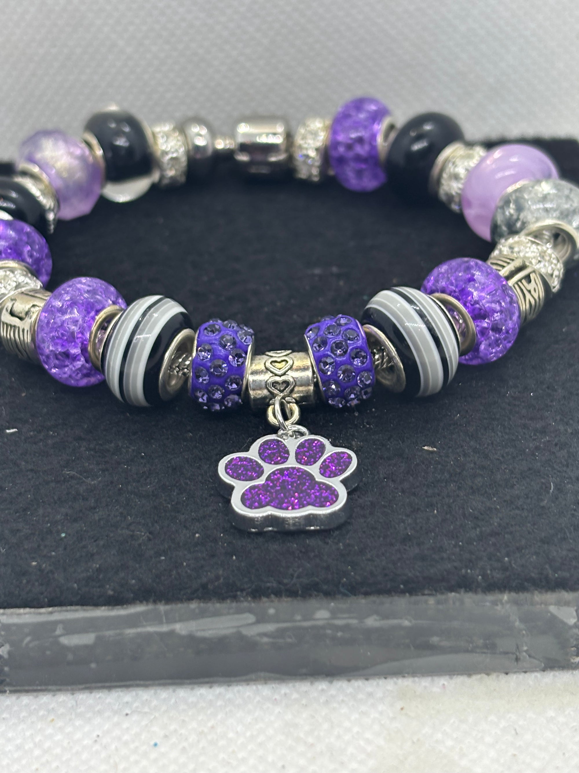 Purple Paw Print Charm Bracelet