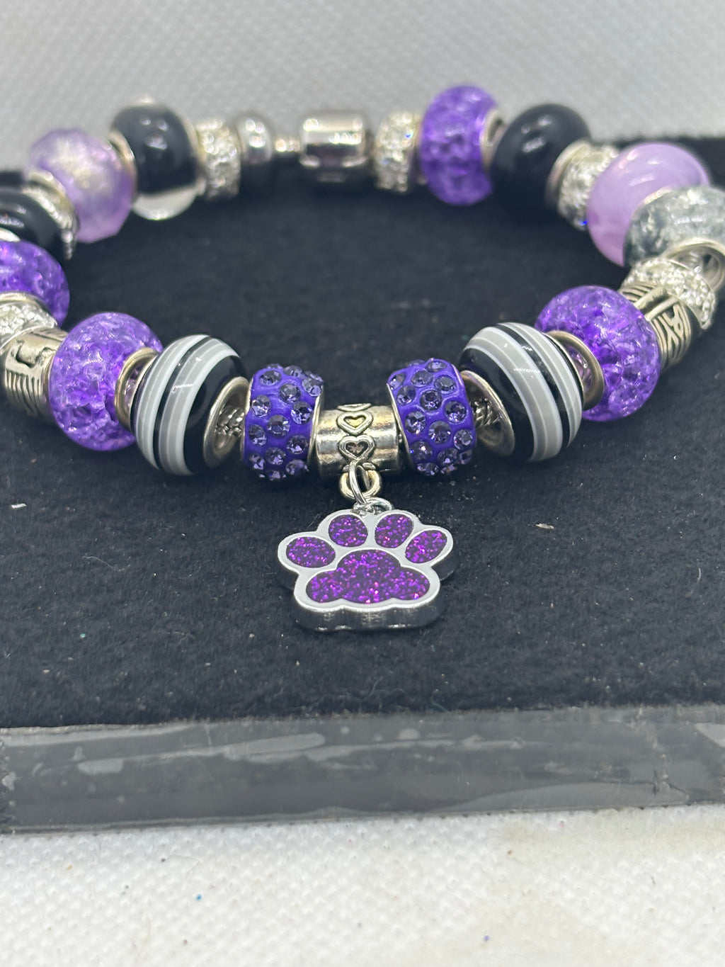 Purple Paw Print Charm Bracelet