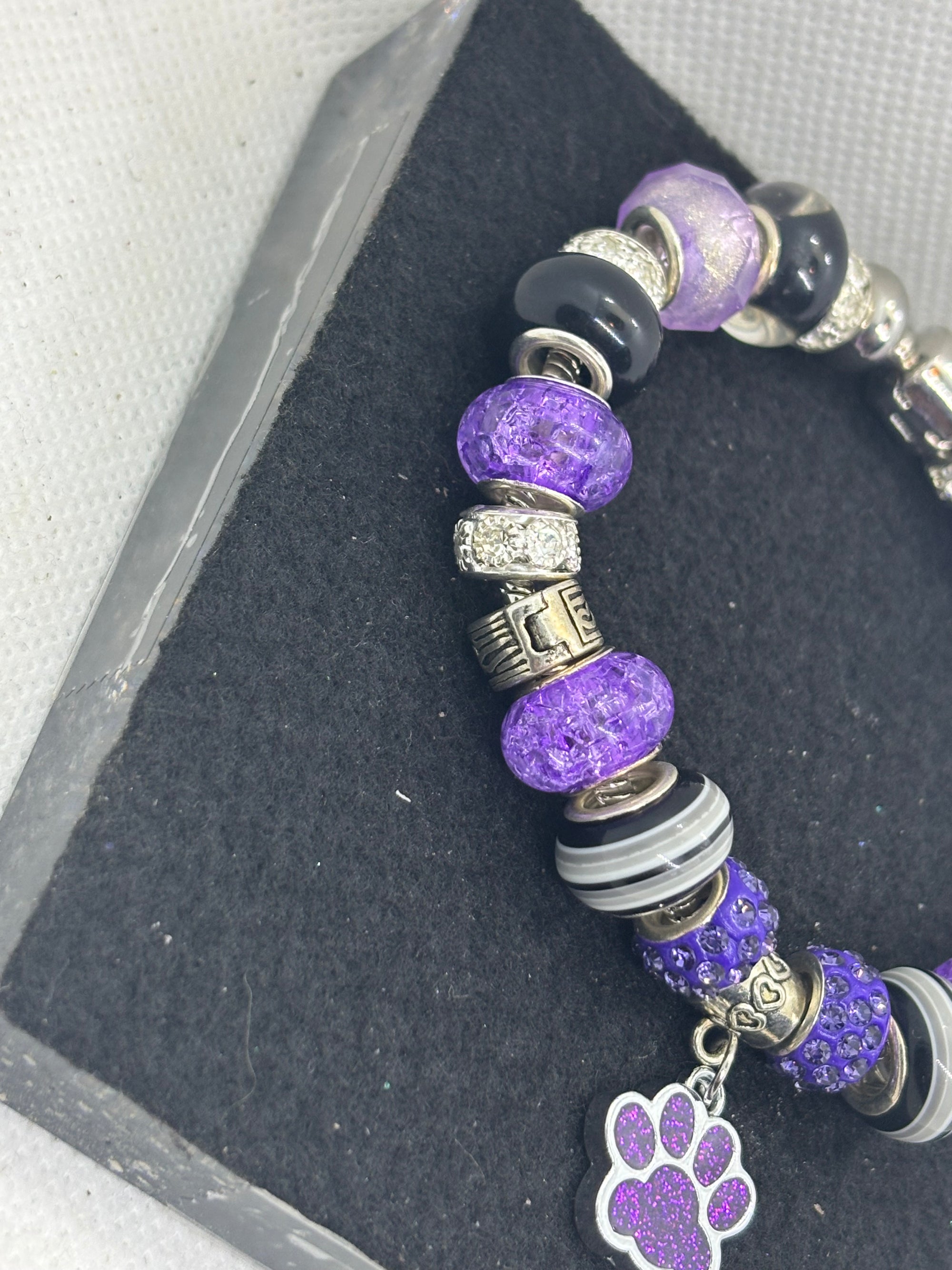 Purple Paw Print Charm Bracelet
