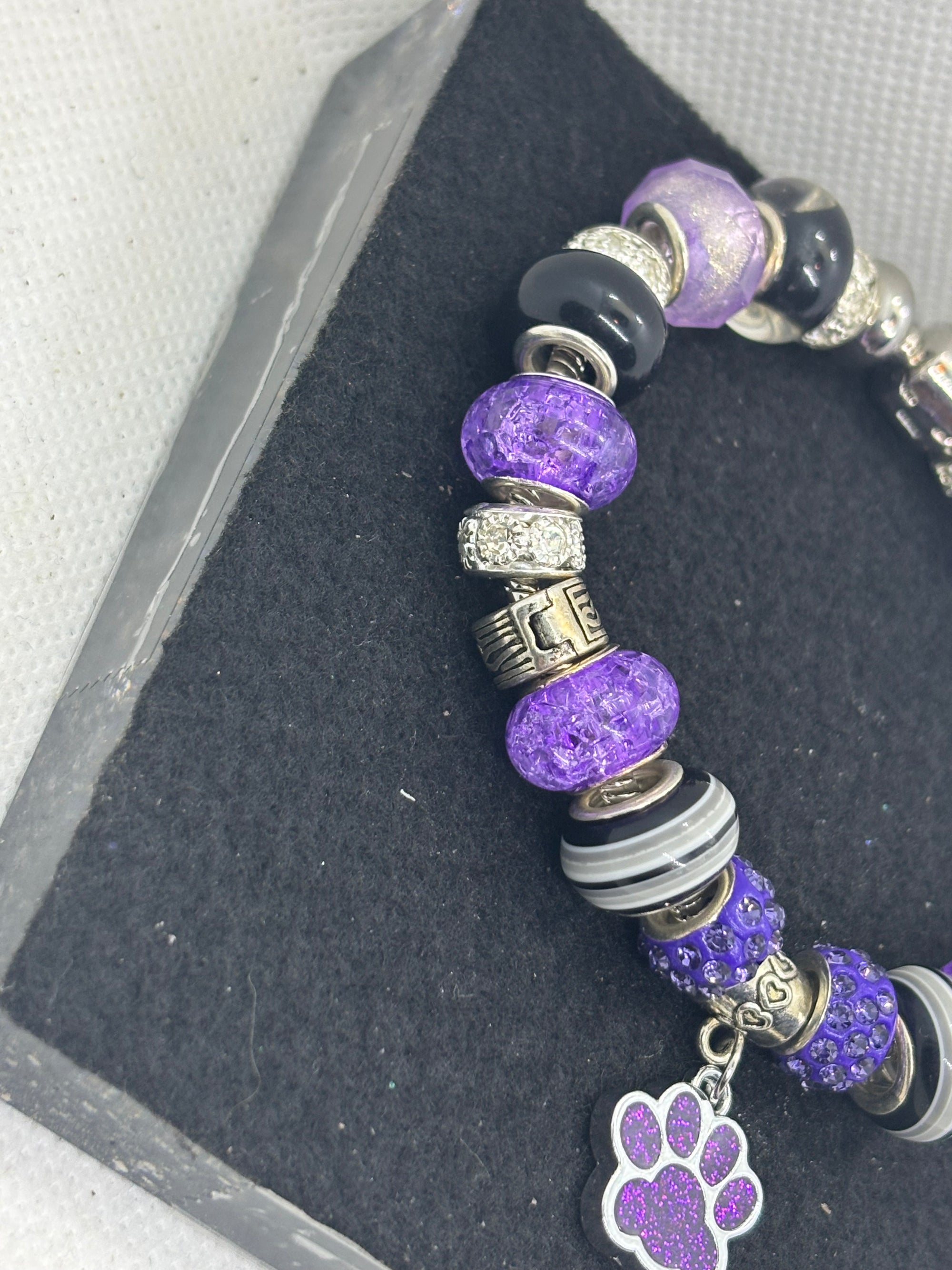 Purple Paw Print Charm Bracelet