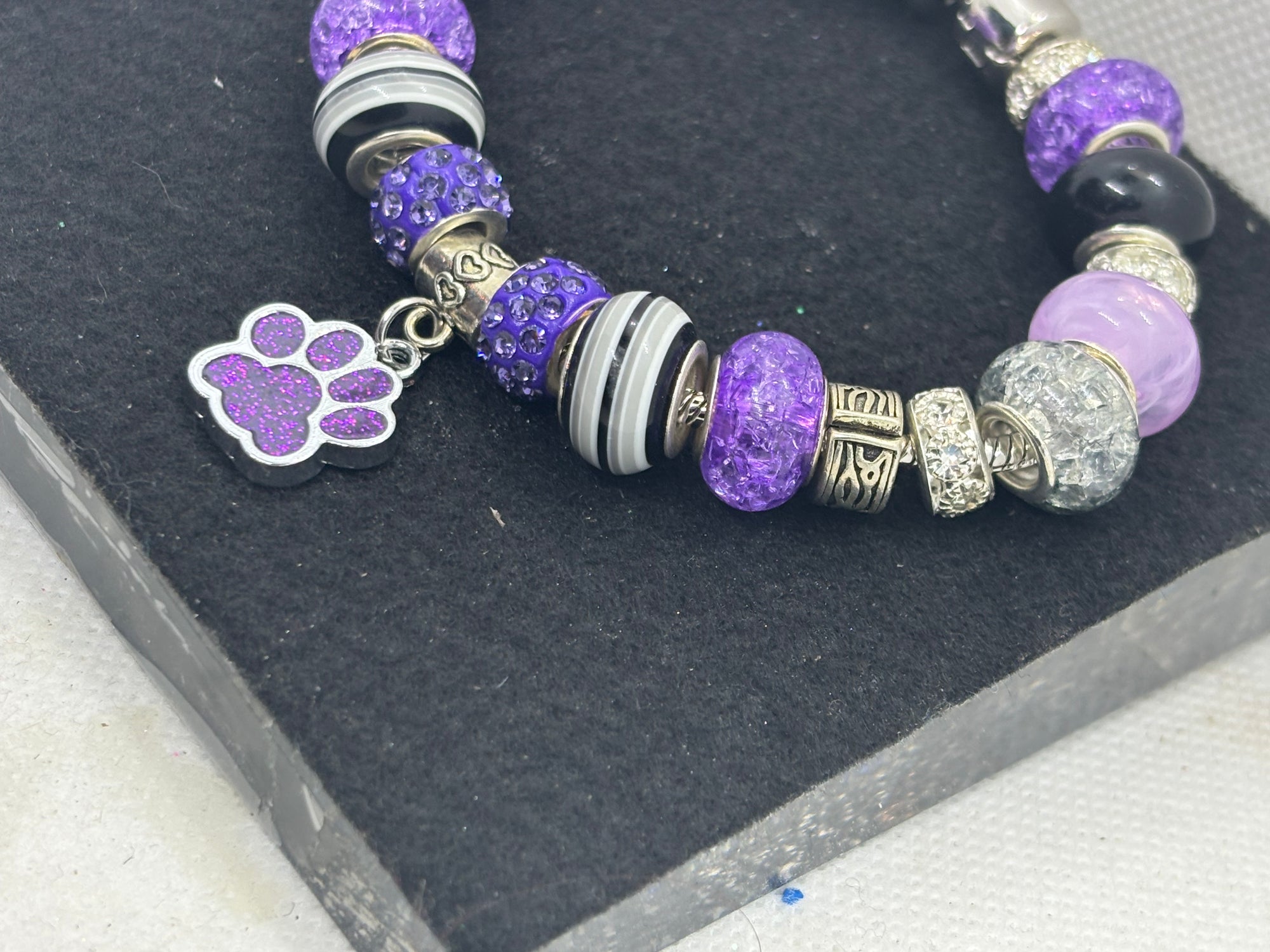 Purple Paw Print Charm Bracelet