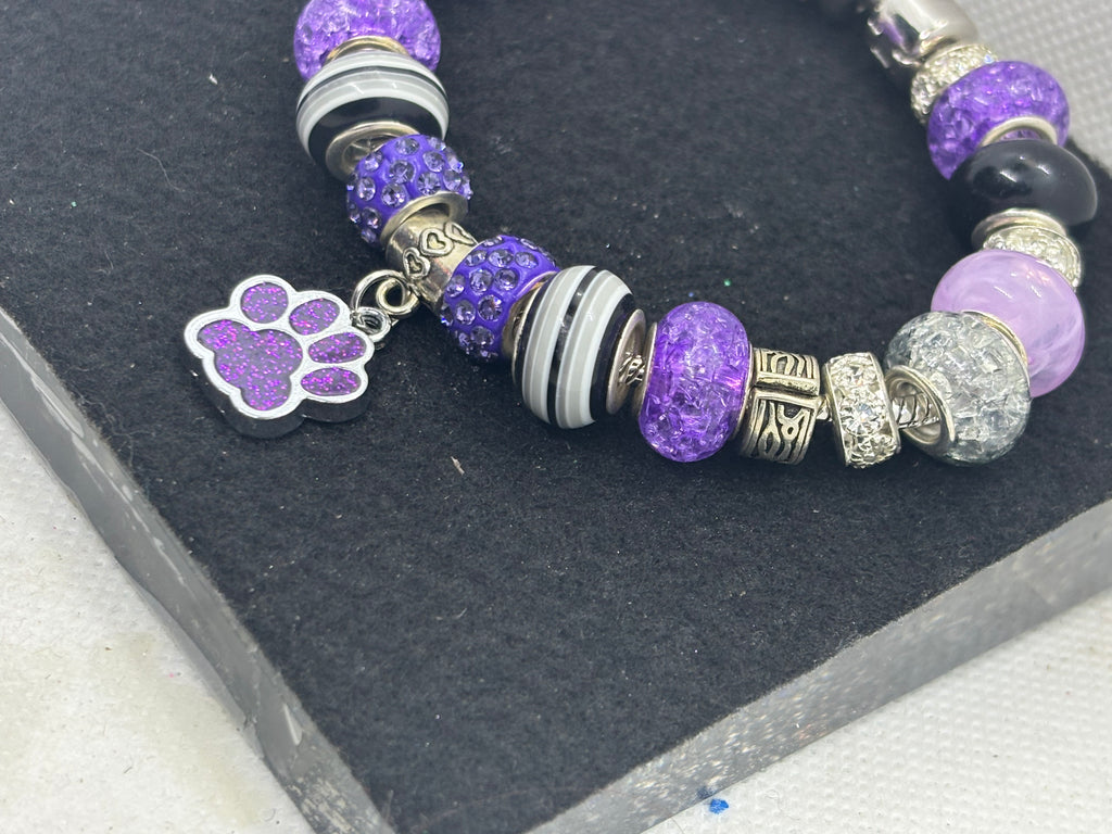Purple Paw Print Charm Bracelet