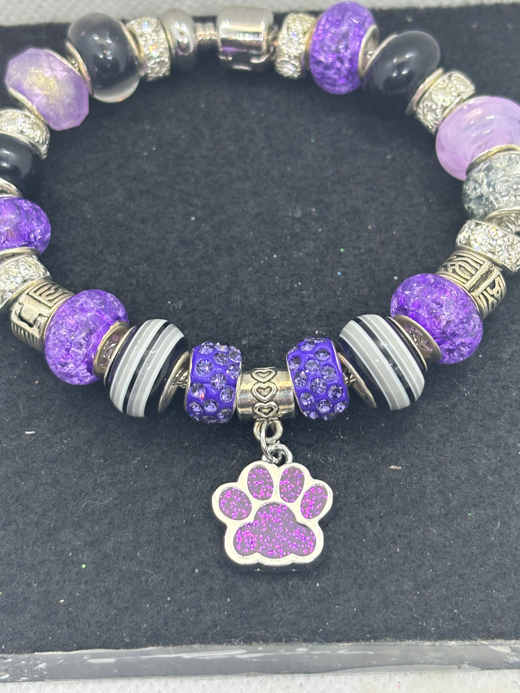 Purple Paw Print Charm Bracelet