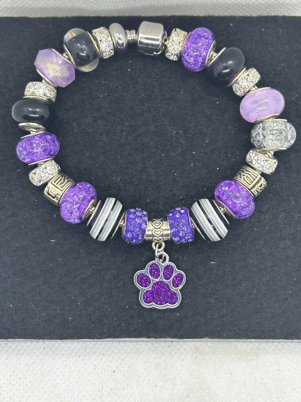 Purple Paw Print Charm Bracelet