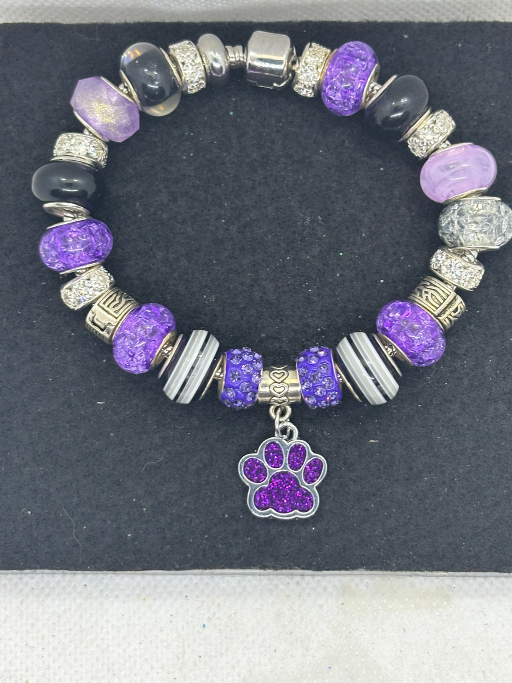 Purple Paw Print Charm Bracelet