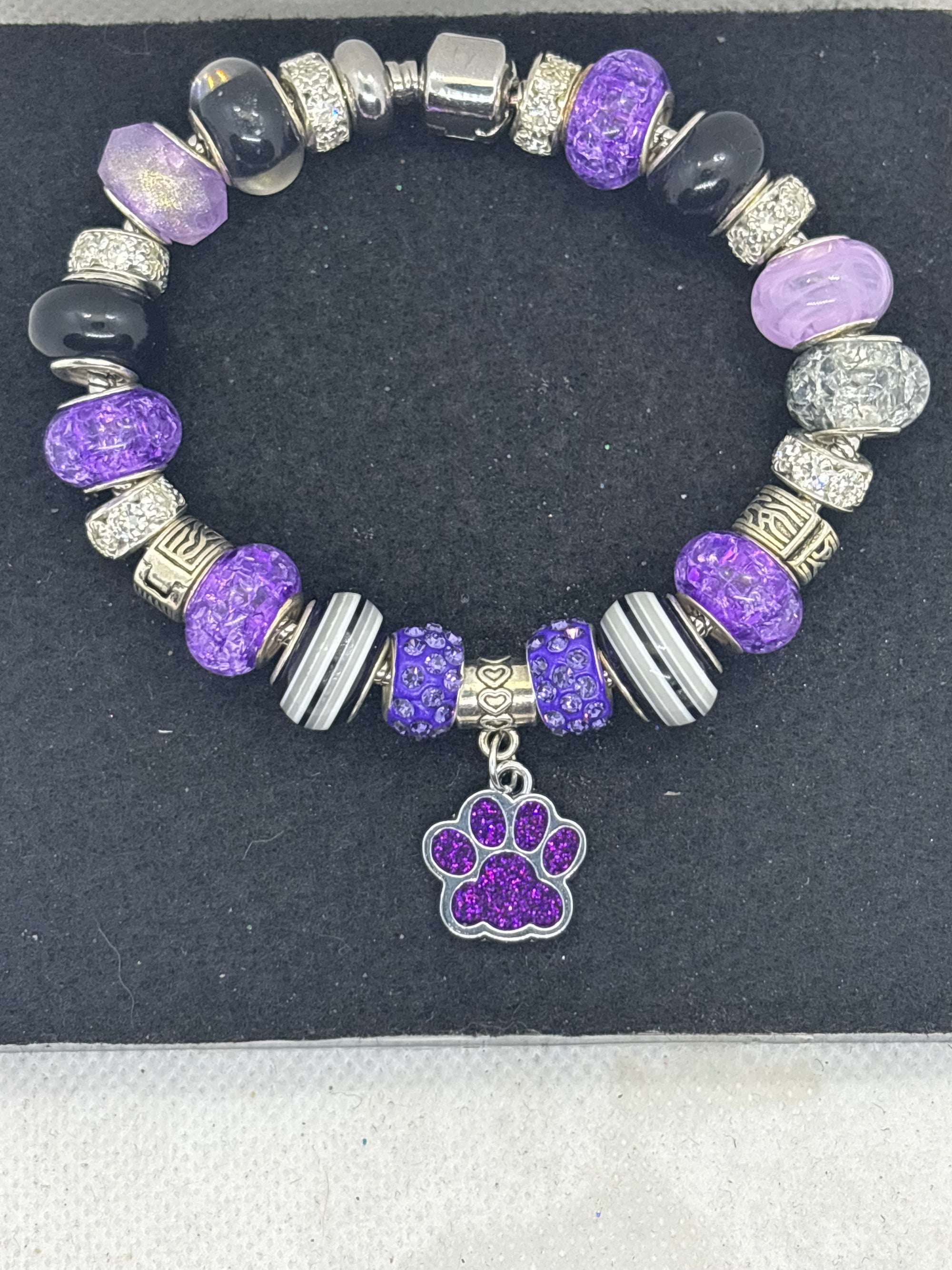 Purple Paw Print Charm Bracelet