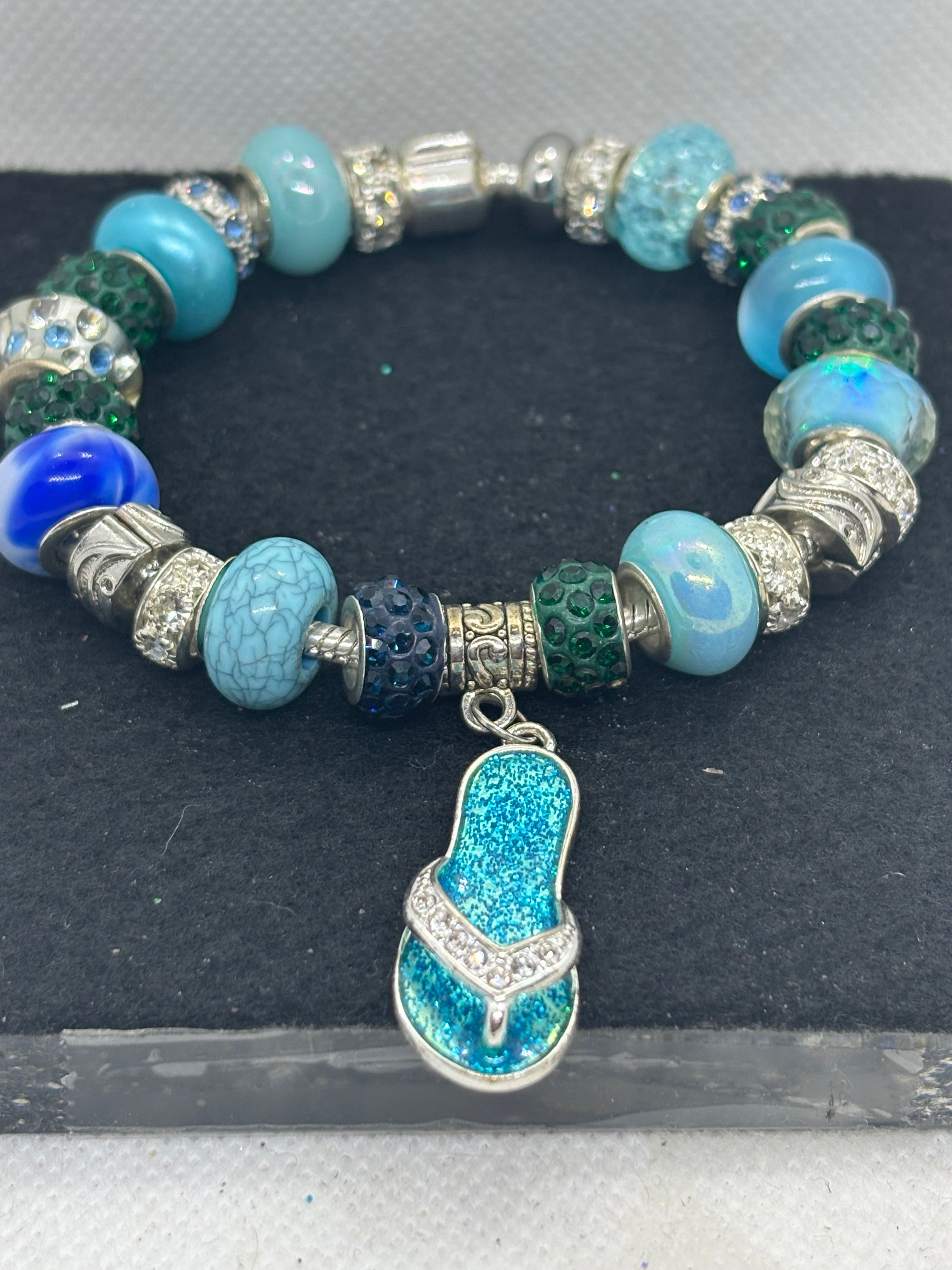Teal Flip Flop Charm Bracelet