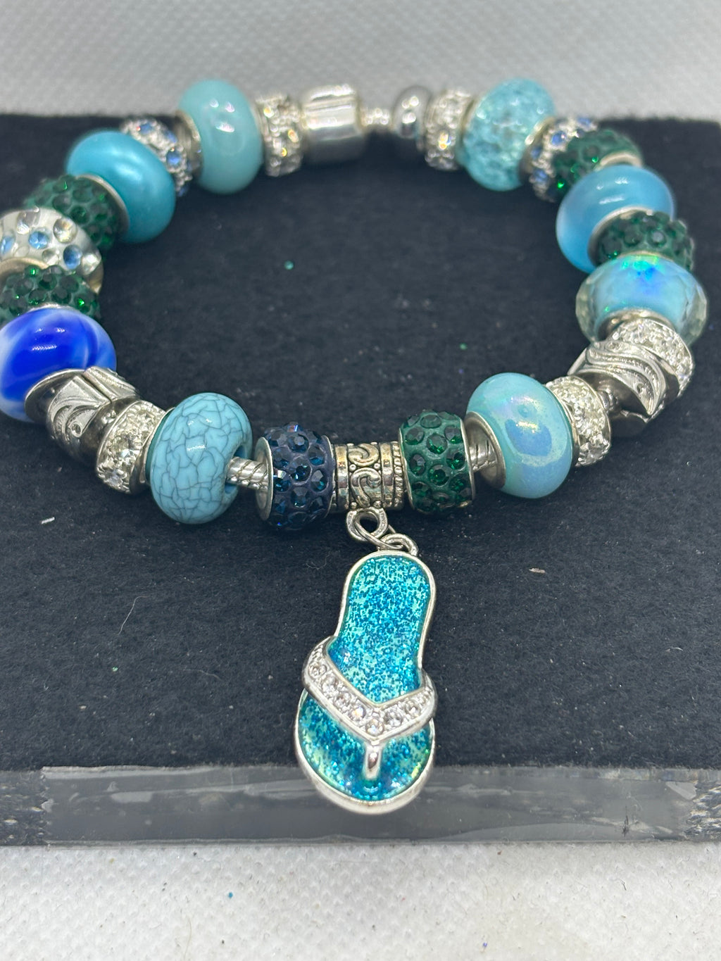 Teal Flip Flop Charm Bracelet