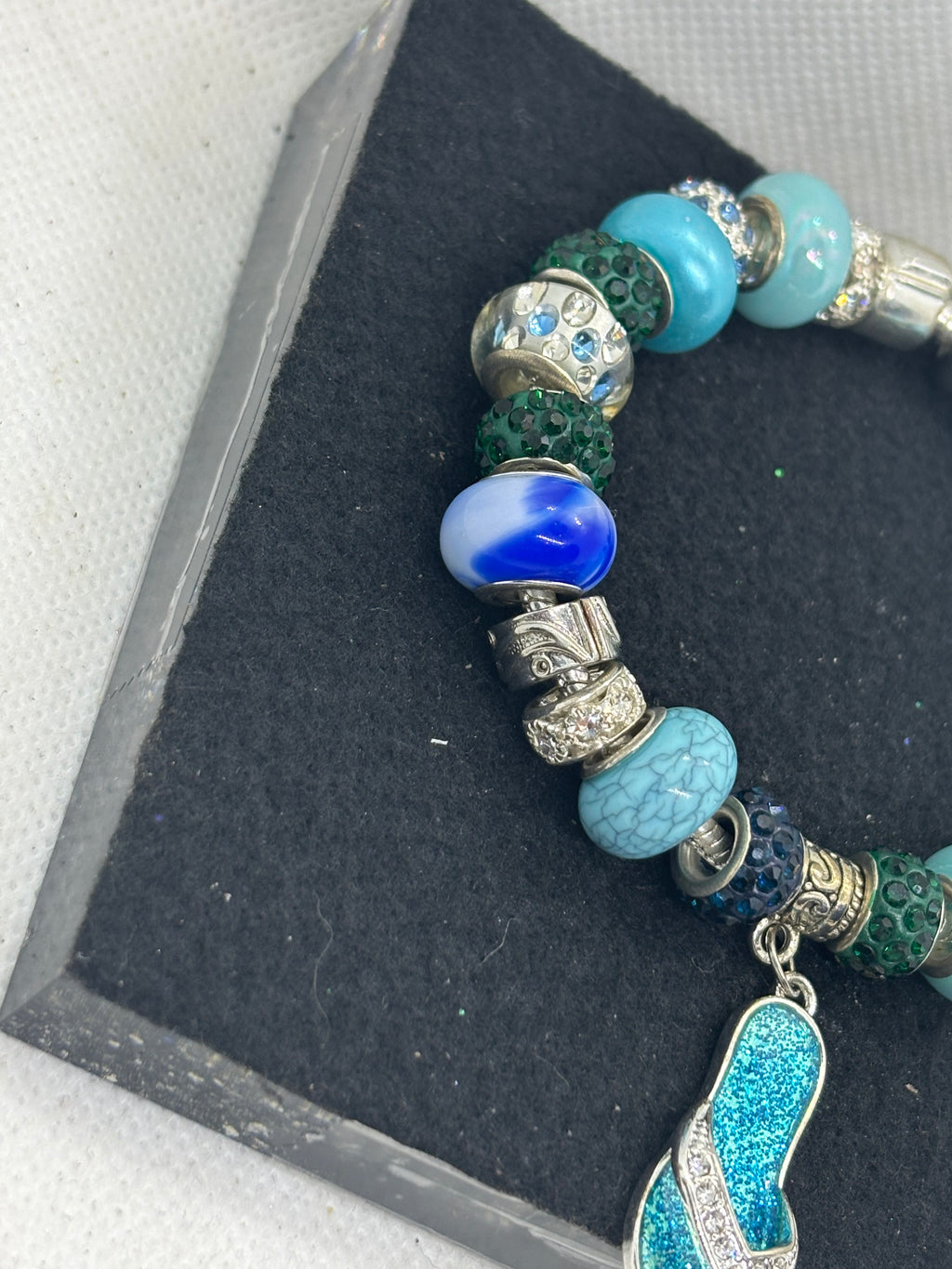 Teal Flip Flop Charm Bracelet