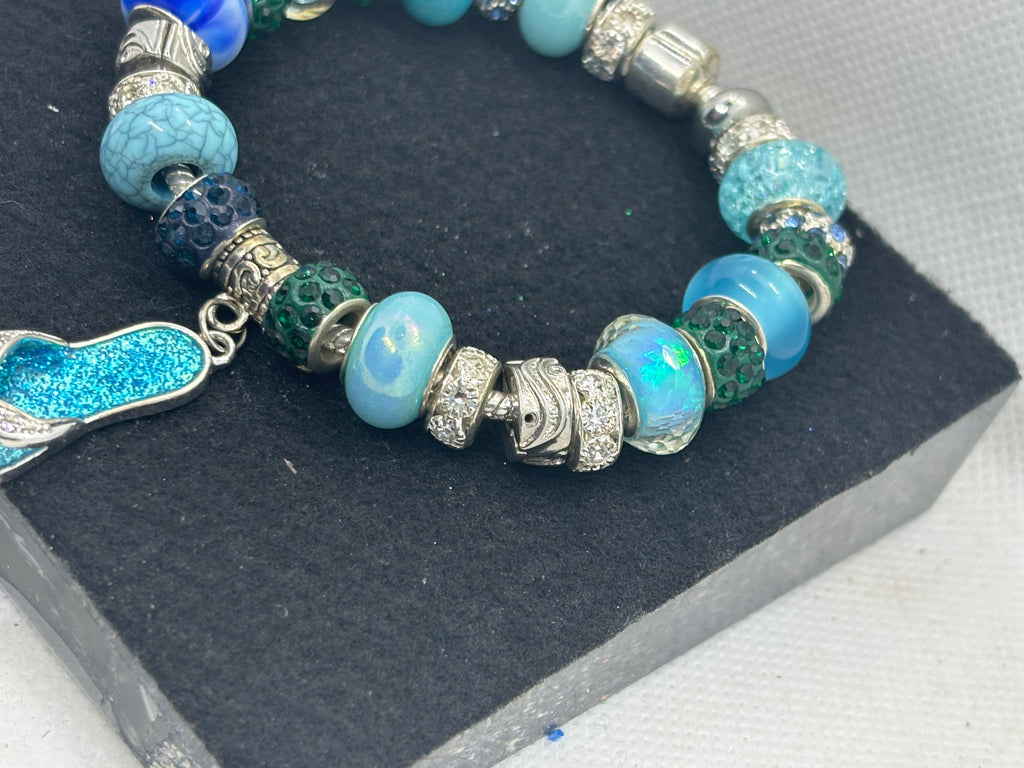 Teal Flip Flop Charm Bracelet