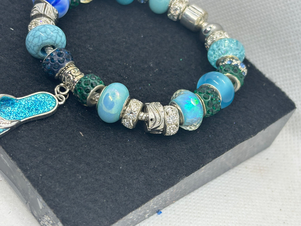 Teal Flip Flop Charm Bracelet