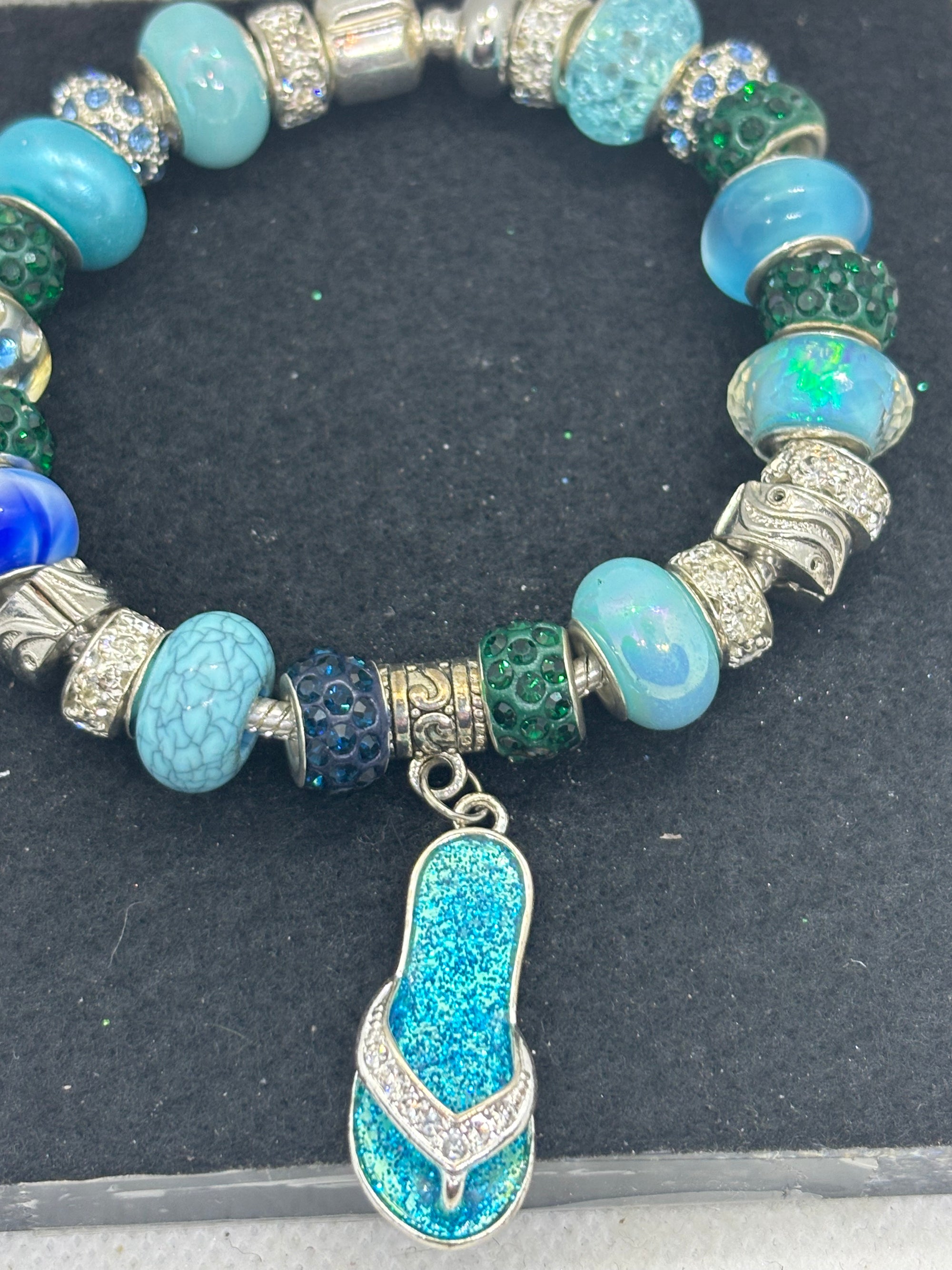 Teal Flip Flop Charm Bracelet