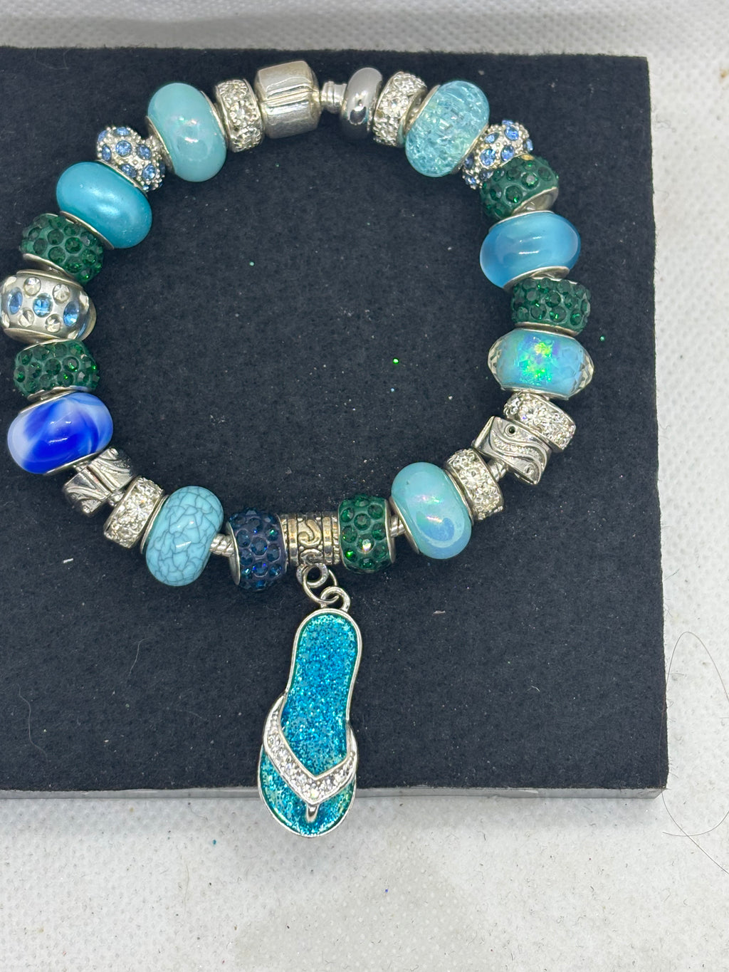 Teal Flip Flop Charm Bracelet