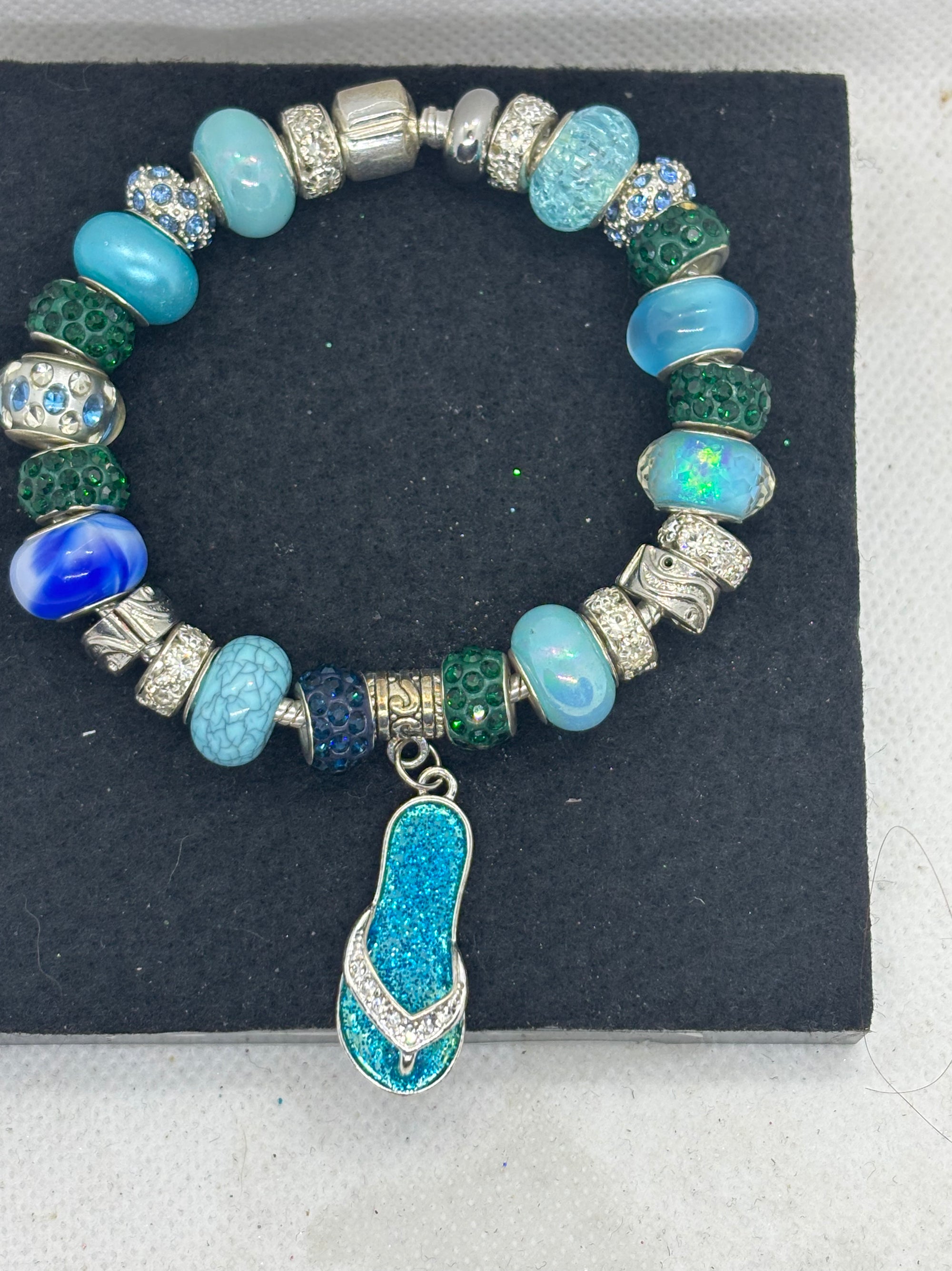 Teal Flip Flop Charm Bracelet