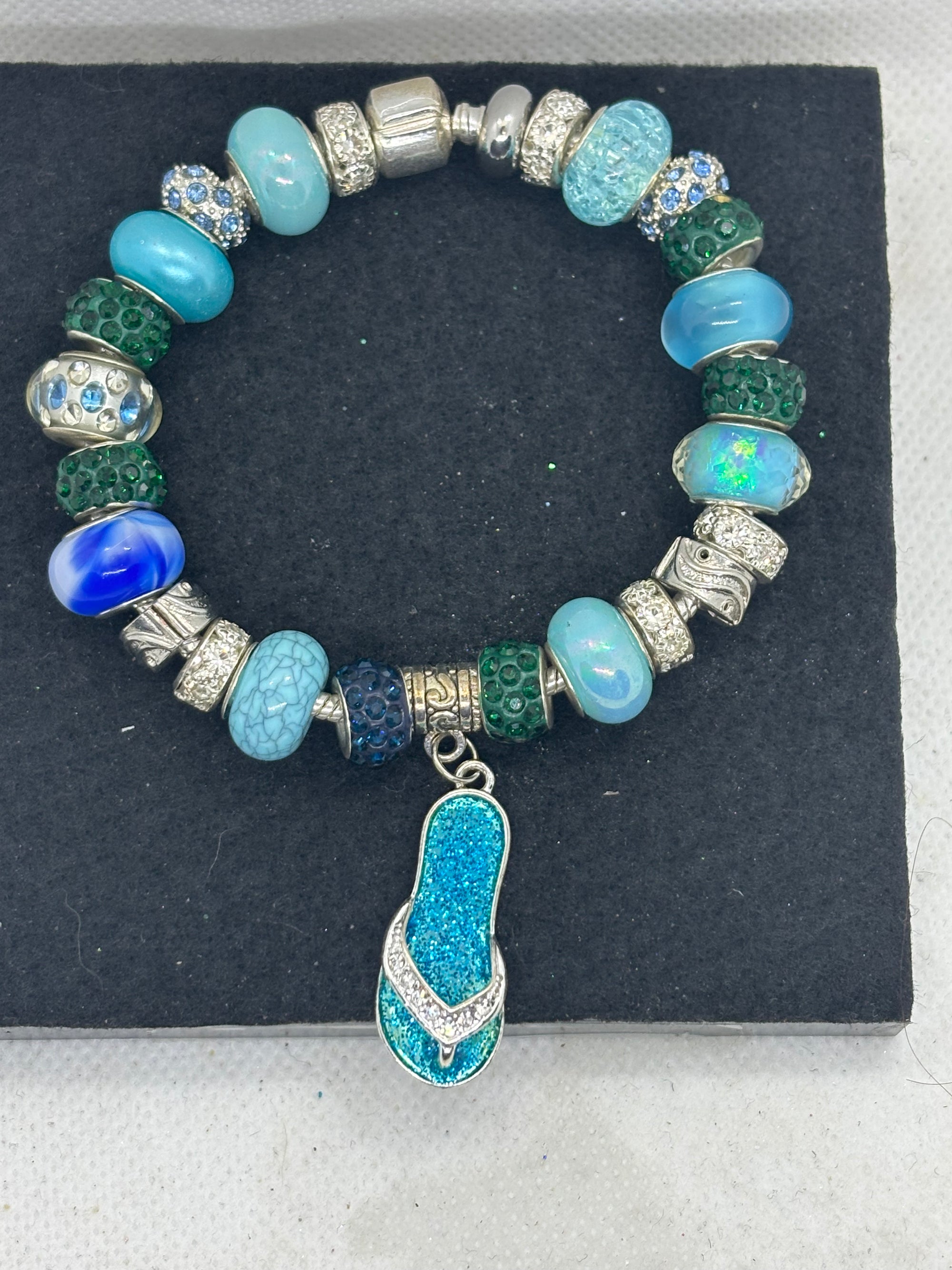 Teal Flip Flop Charm Bracelet