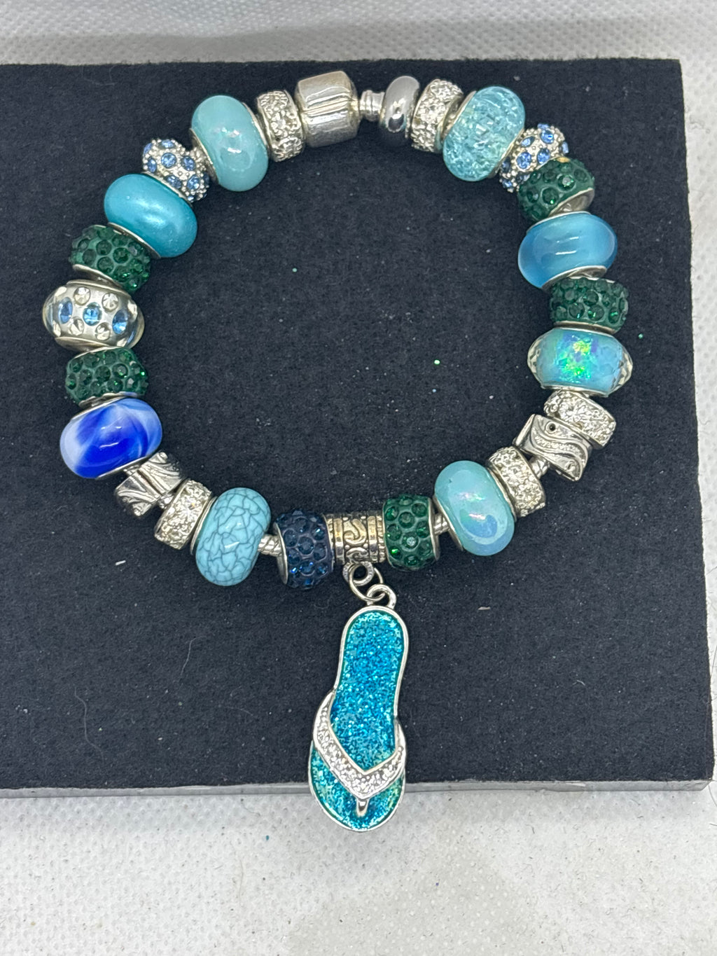 Teal Flip Flop Charm Bracelet