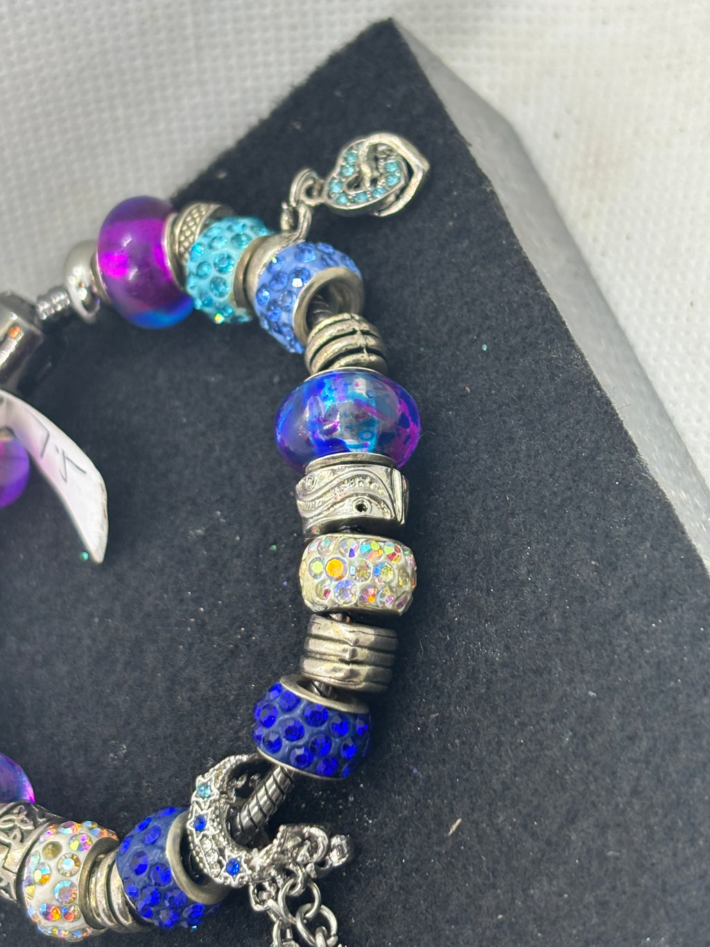 Moon and Stars Black Charm Bracelet