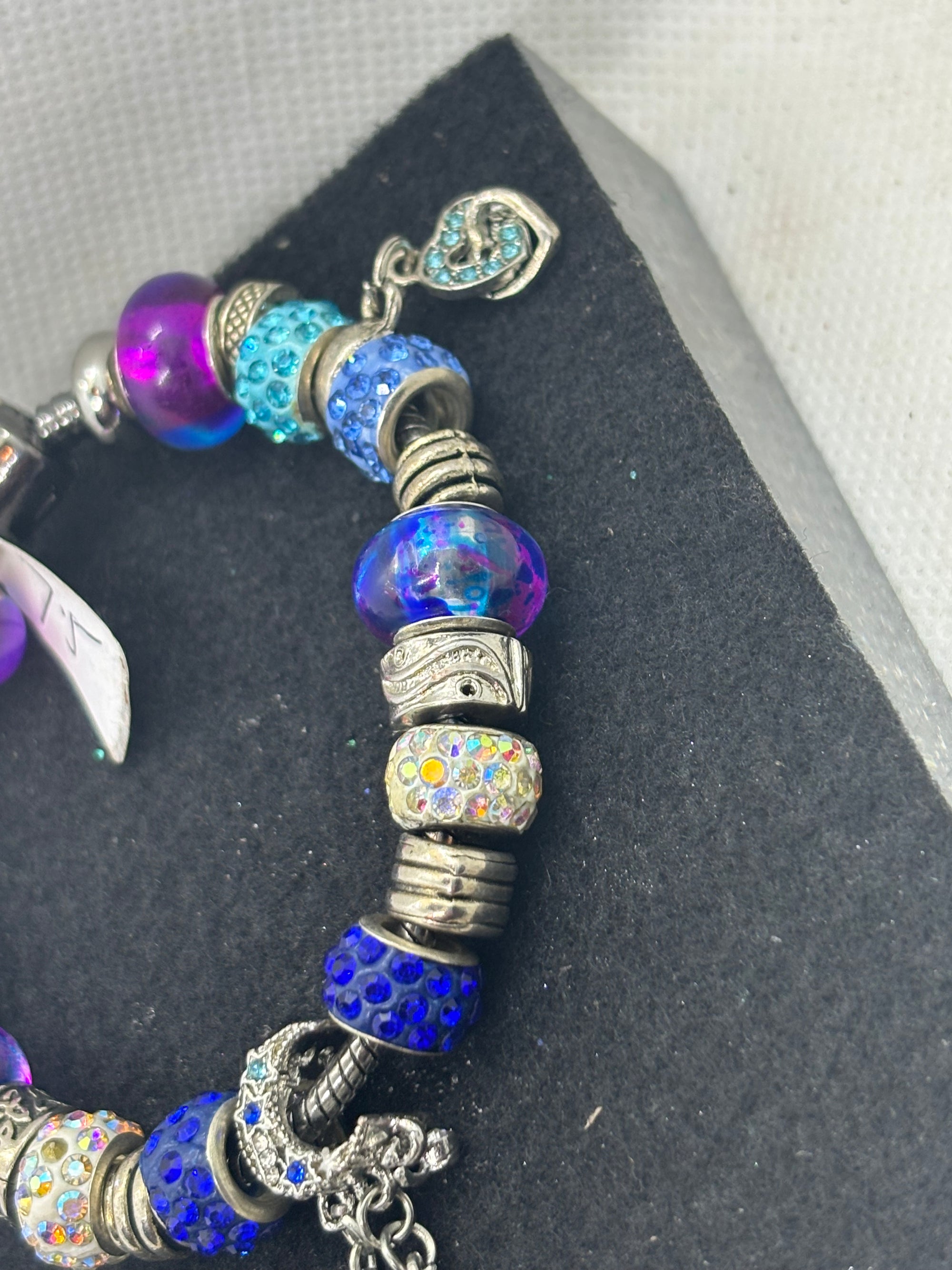 Moon and Stars Black Charm Bracelet