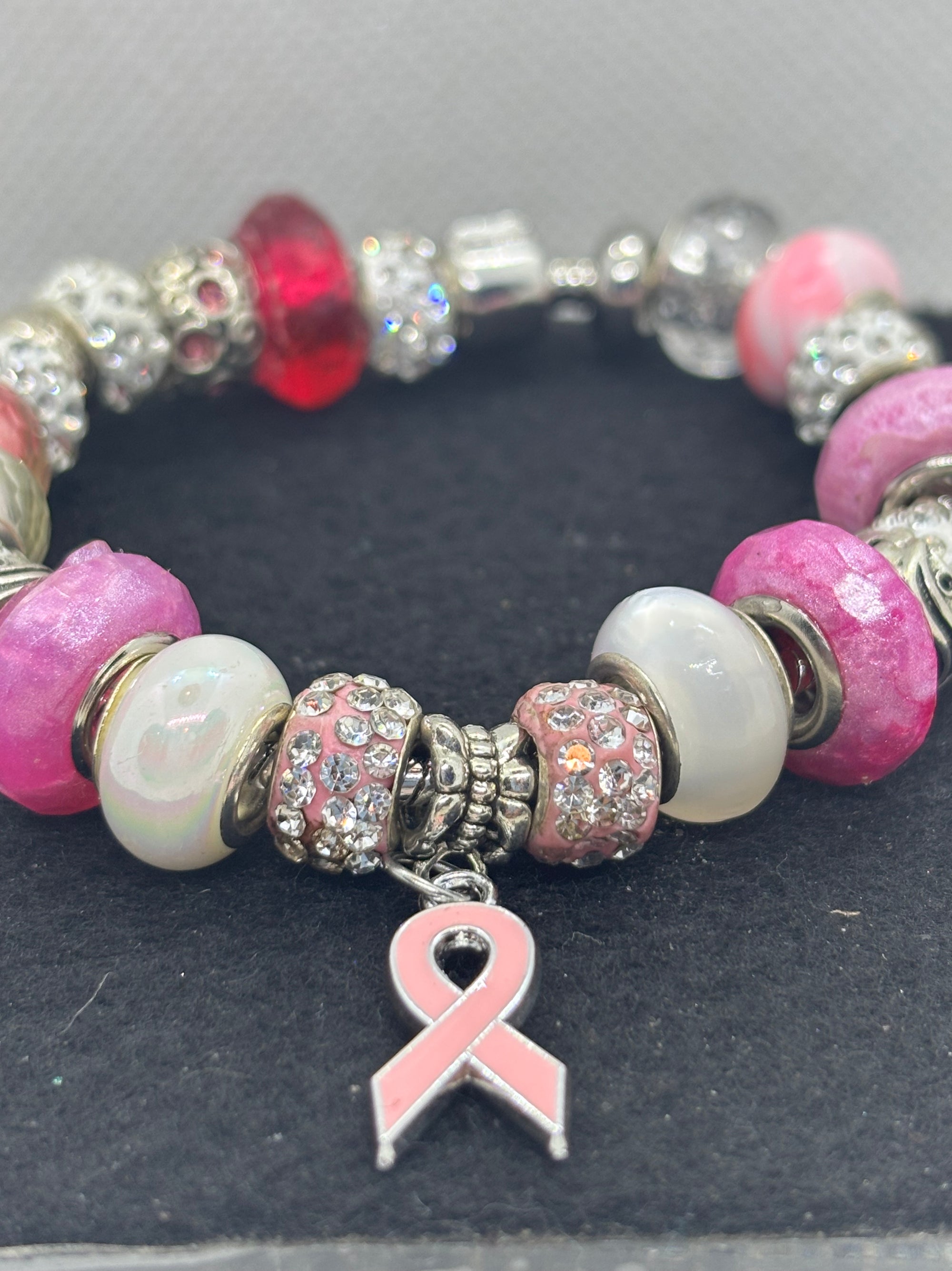 Breast Cancer Awareness Ribbon Charm Bracelet