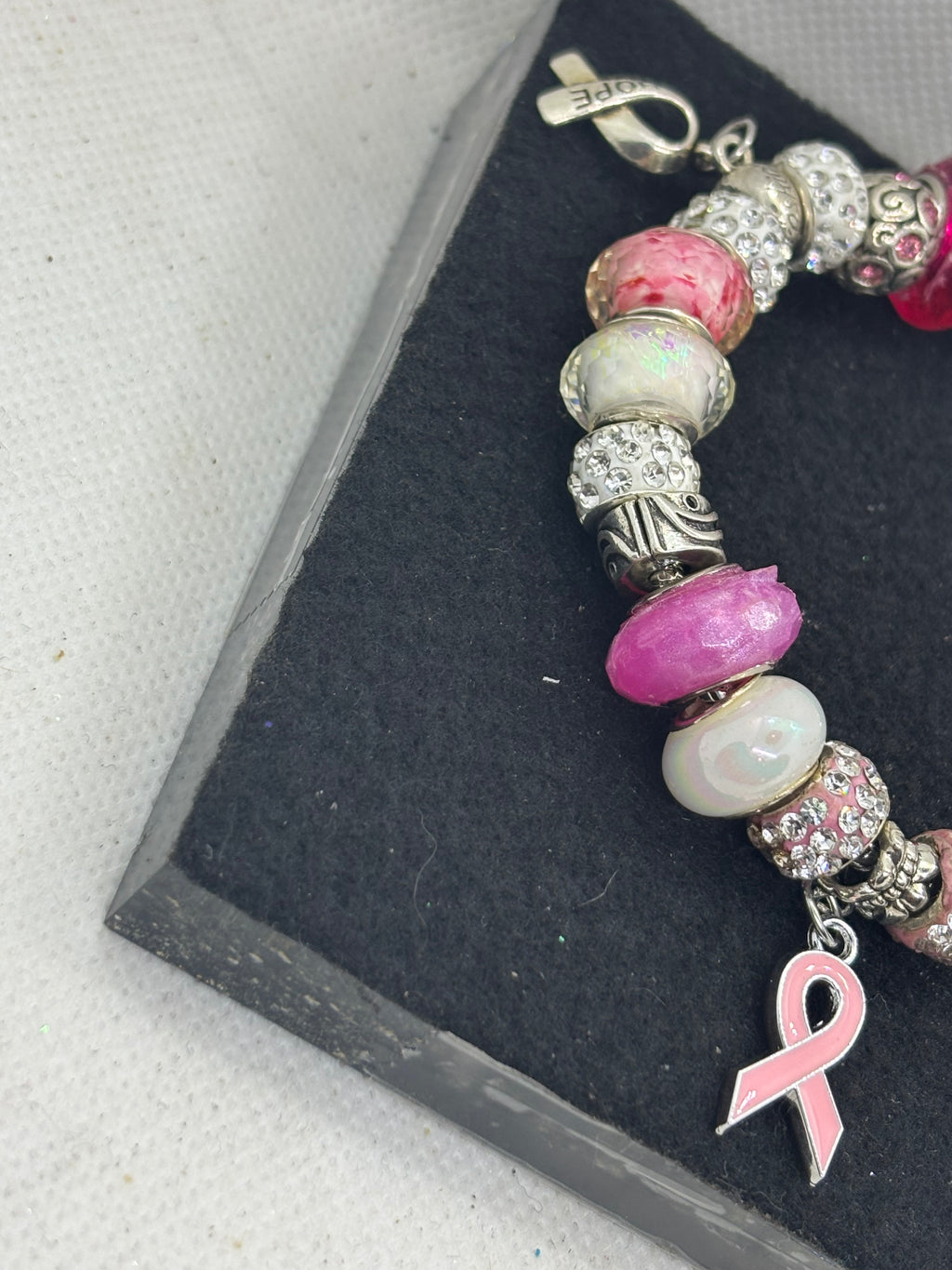 Breast Cancer Awareness Ribbon Charm Bracelet