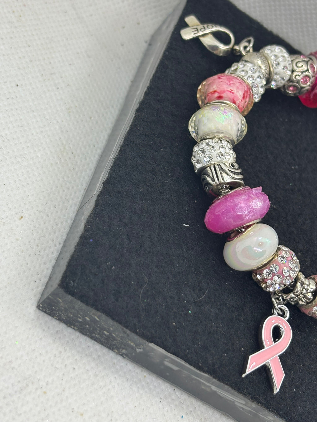 Breast Cancer Awareness Ribbon Charm Bracelet