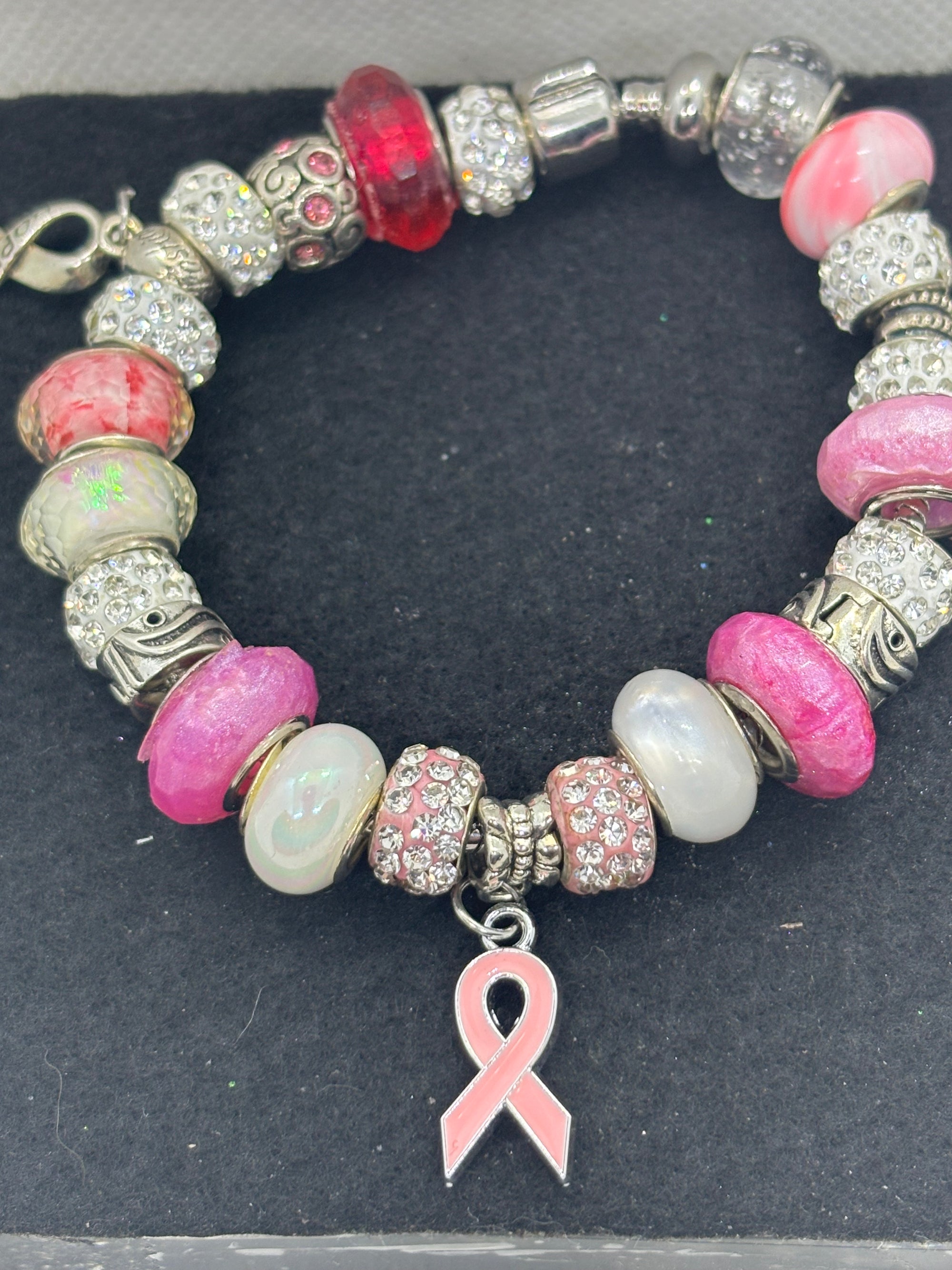 Breast Cancer Awareness Ribbon Charm Bracelet