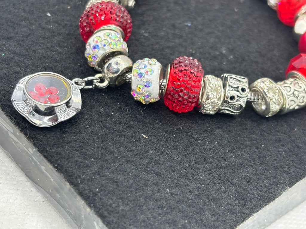 Red Spinner Rhinestone Charm Bracelet