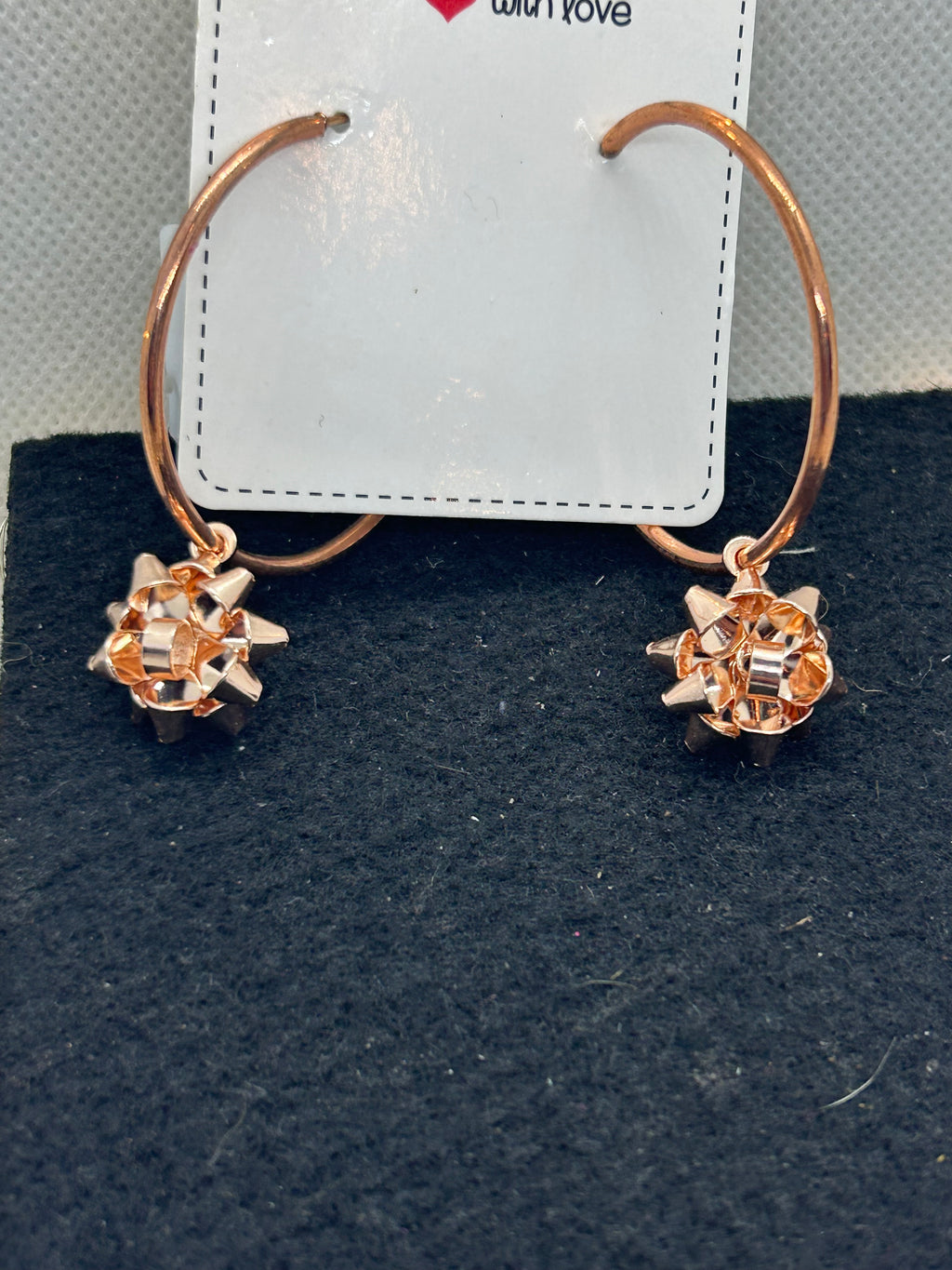 Rose Gold Bow Hoop Earrings
