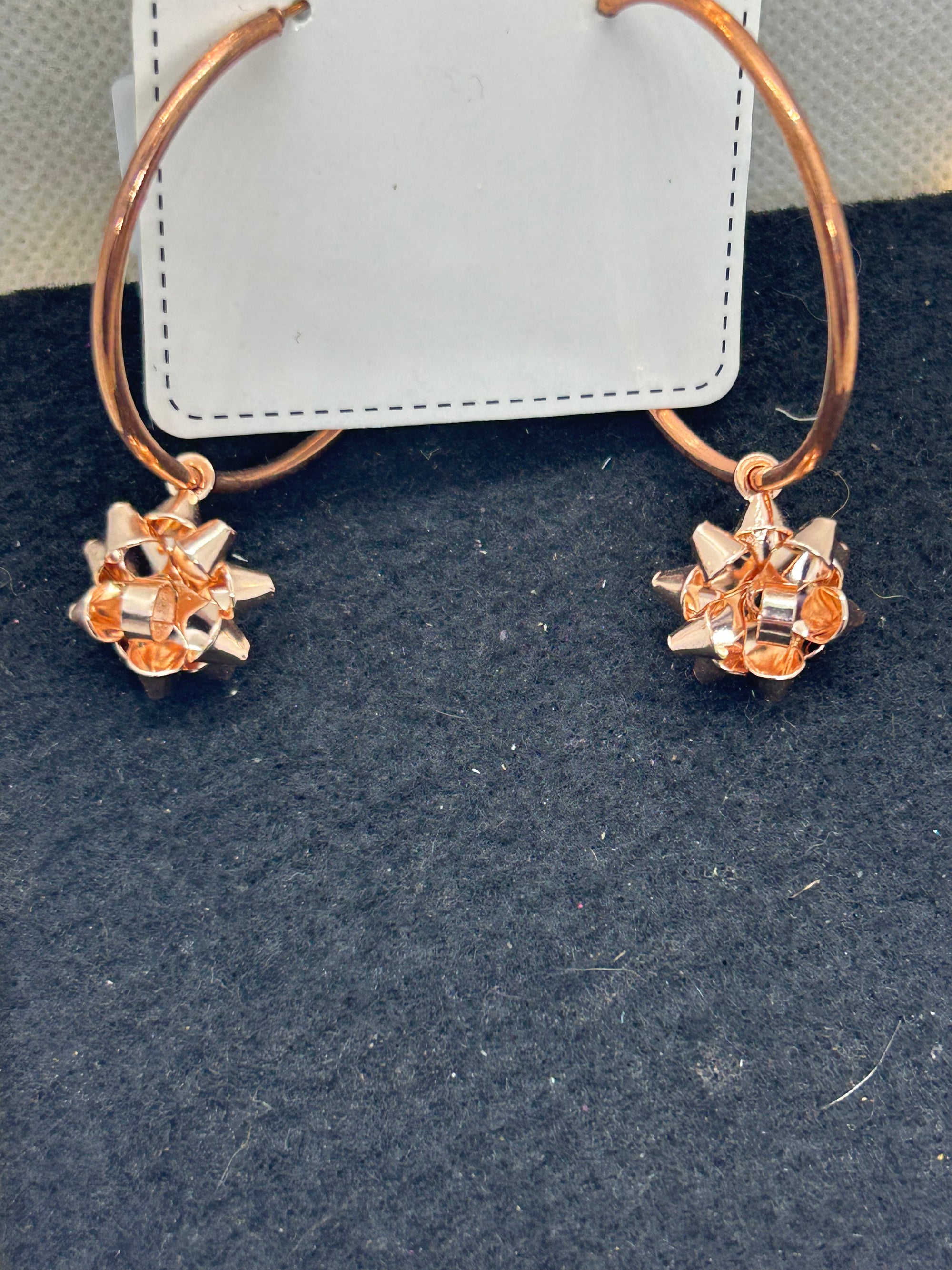 Rose Gold Bow Hoop Earrings