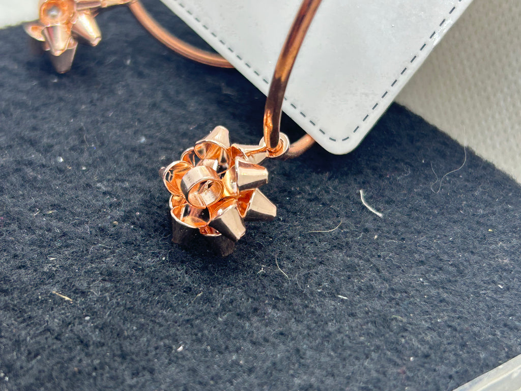 Rose Gold Bow Hoop Earrings