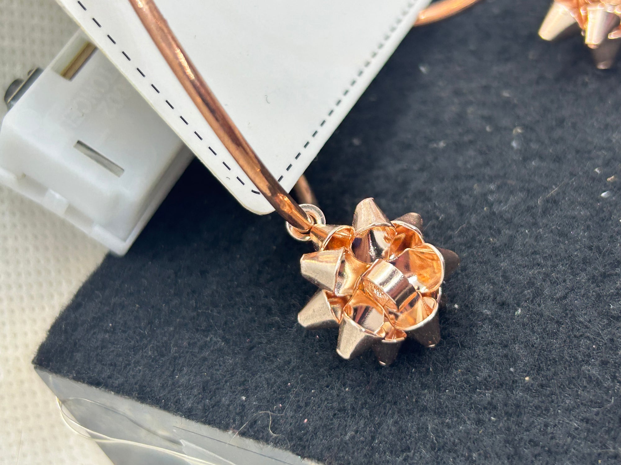 Rose Gold Bow Hoop Earrings