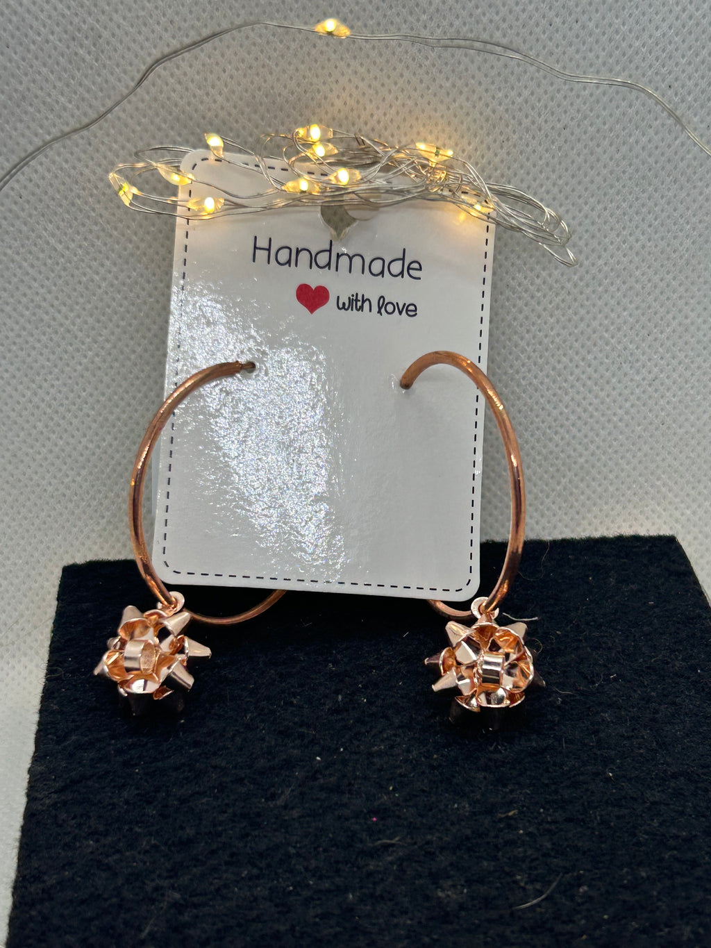 Rose Gold Bow Hoop Earrings