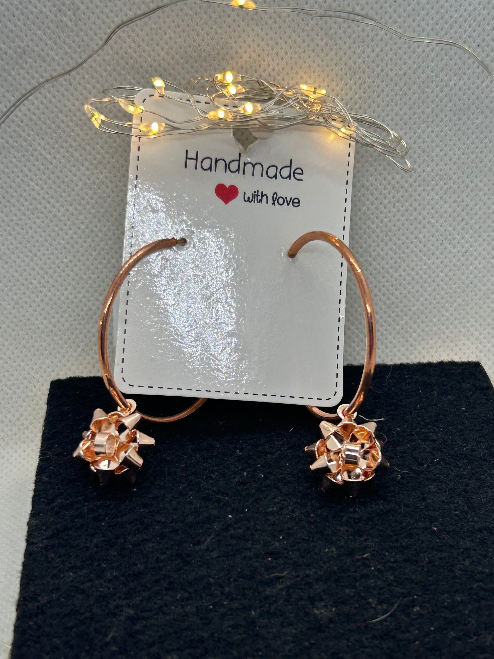 Rose Gold Bow Hoop Earrings