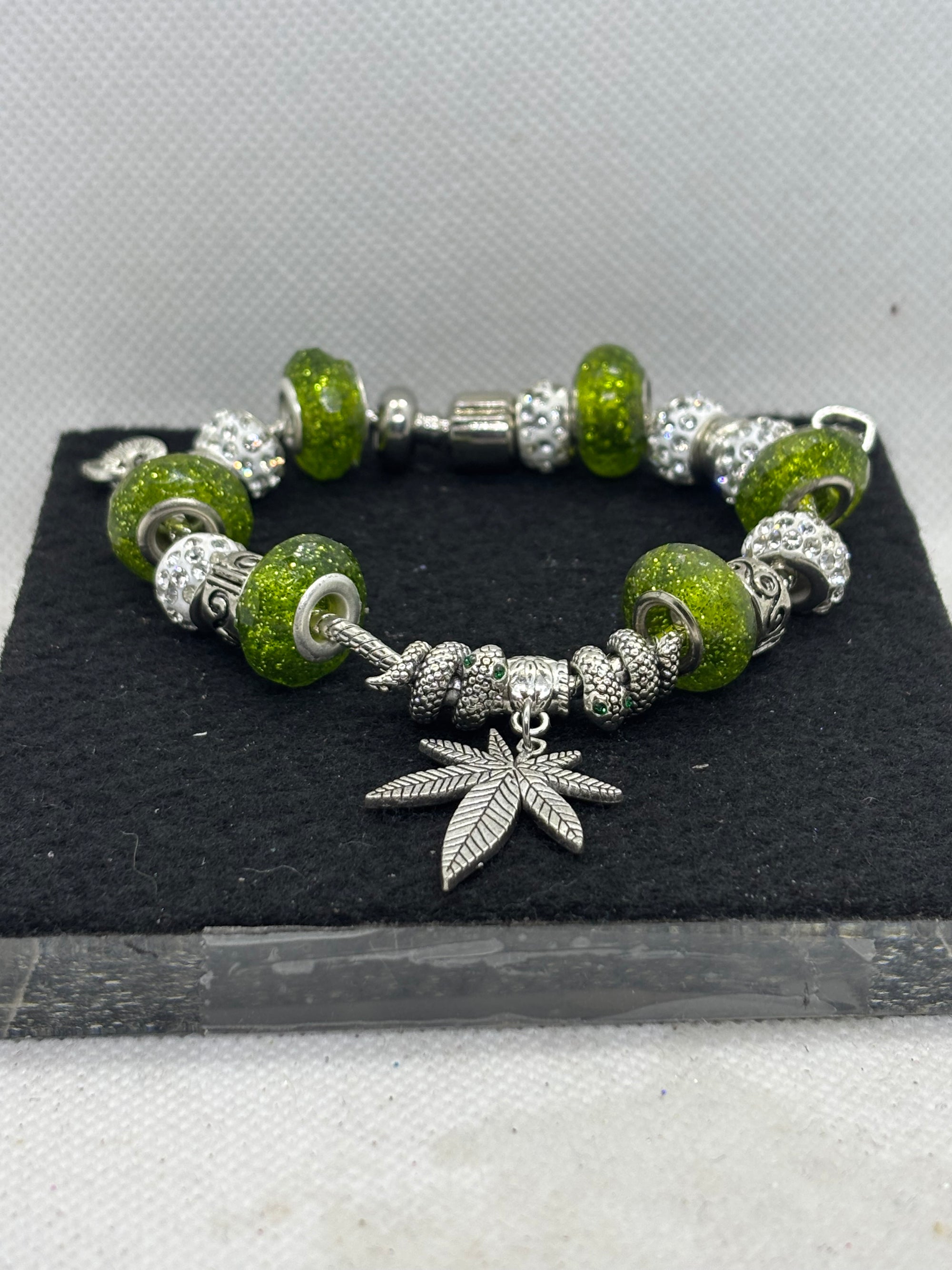 Green Leaf Charm Bracelet