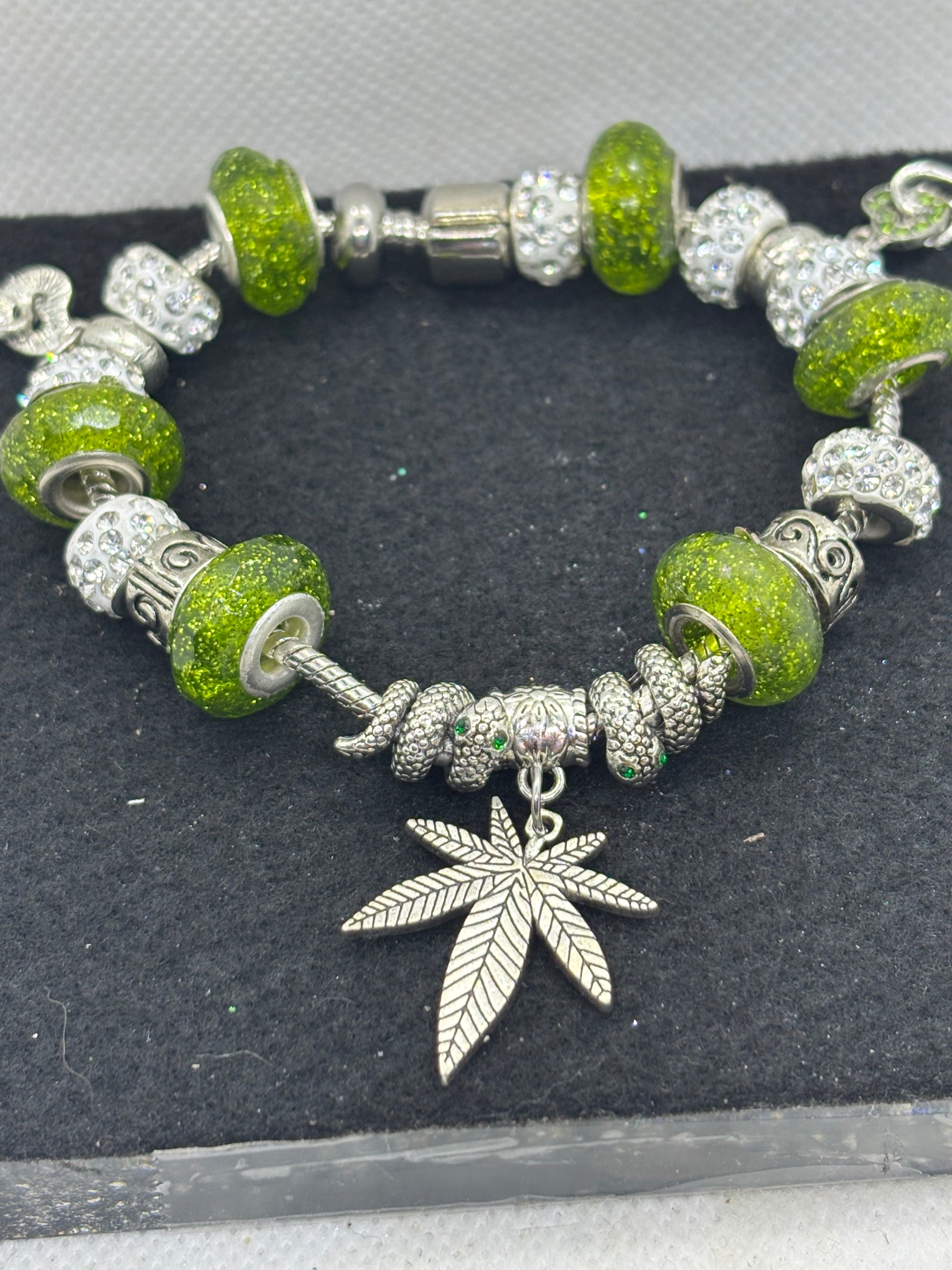 Green Leaf Charm Bracelet