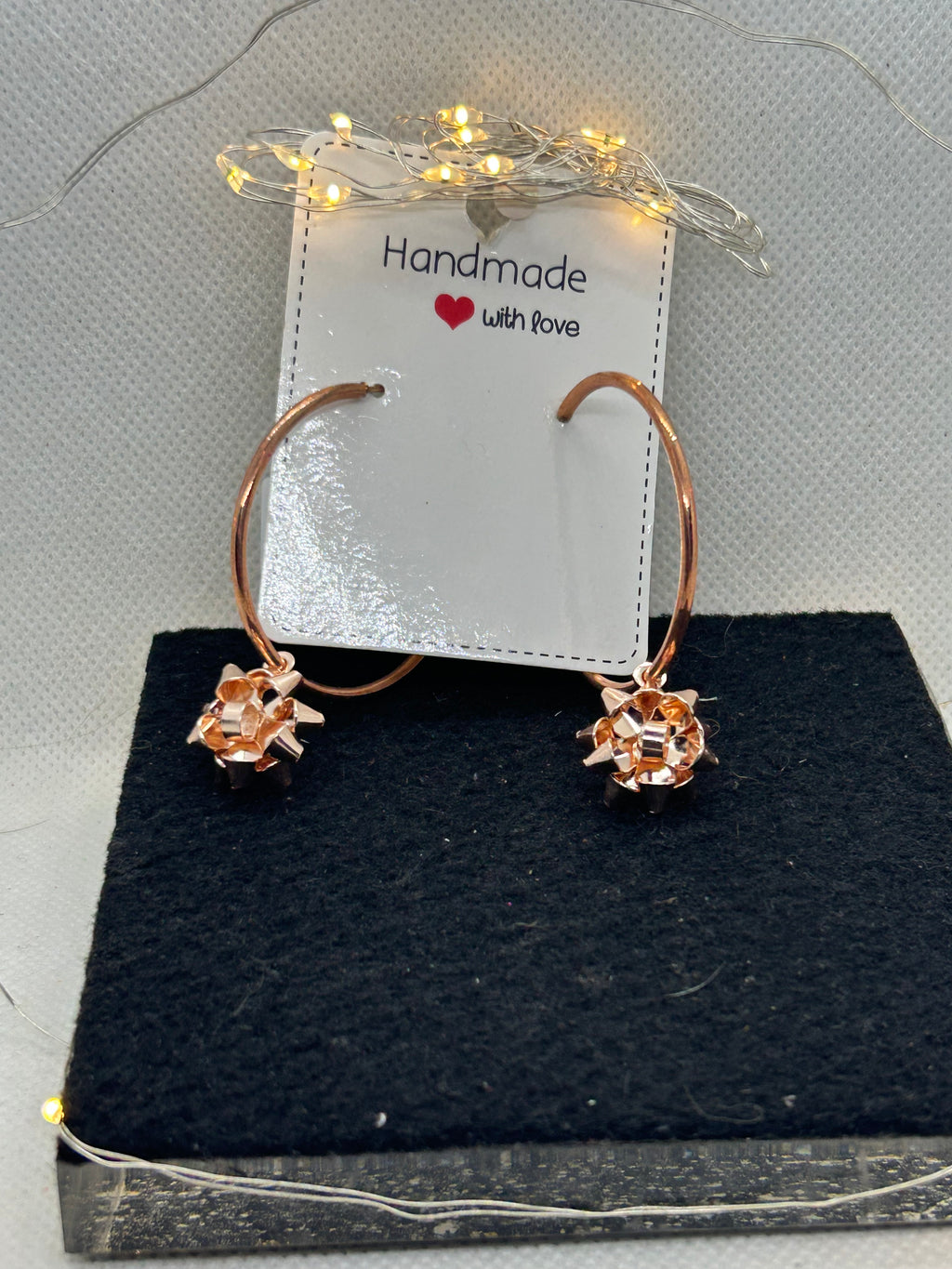 Rose Gold Bow Hoop Earrings
