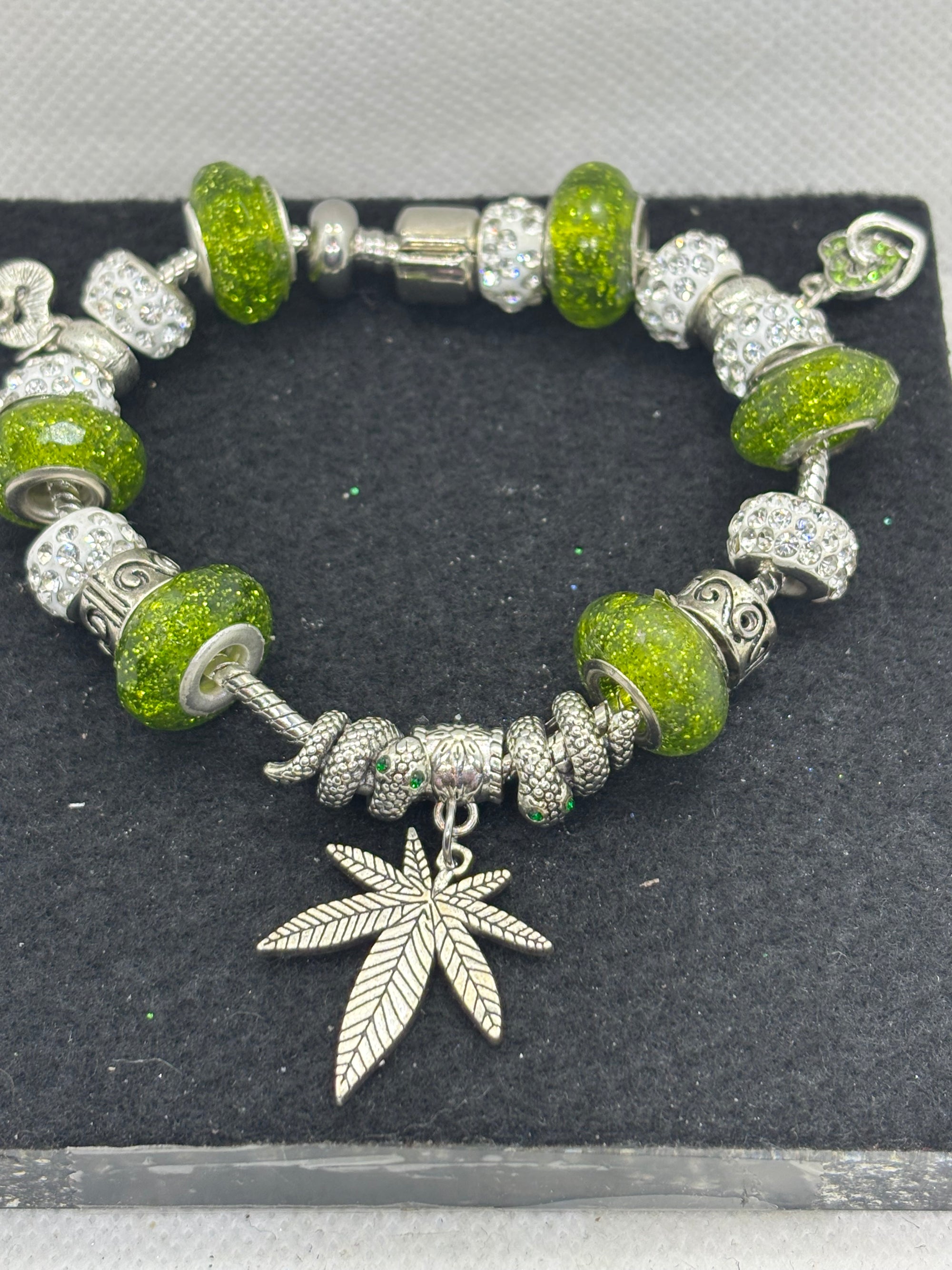 Green Leaf Charm Bracelet