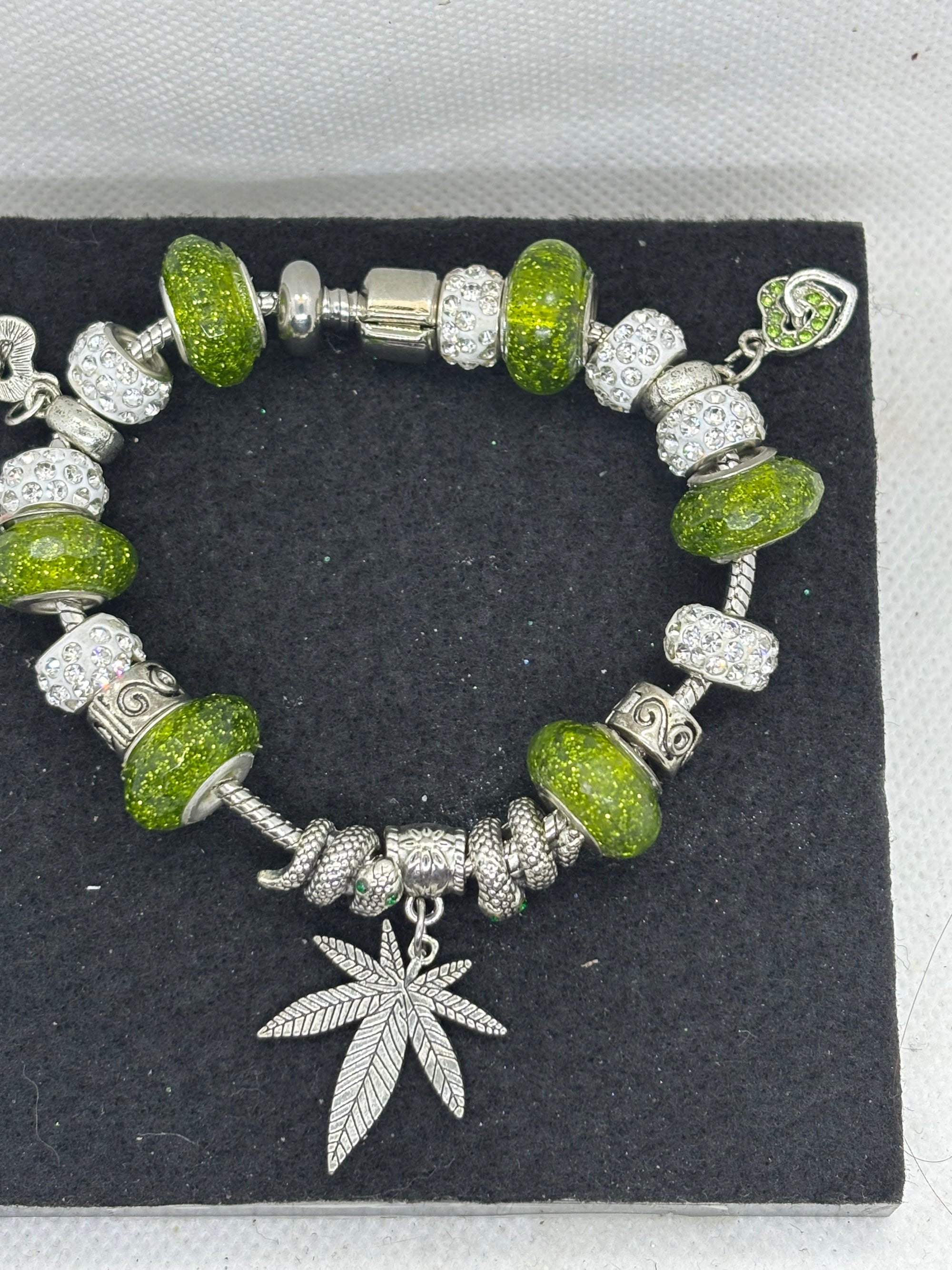 Green Leaf Charm Bracelet