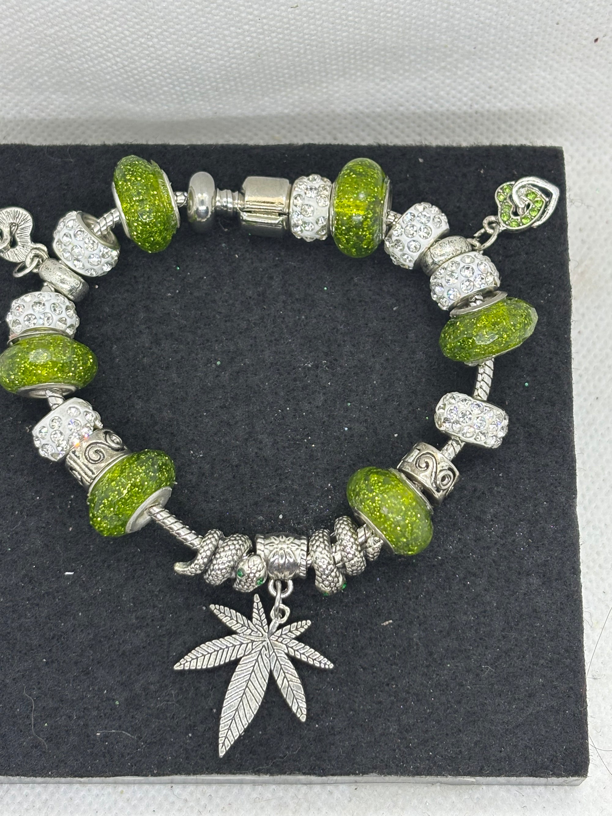 Green Leaf Charm Bracelet