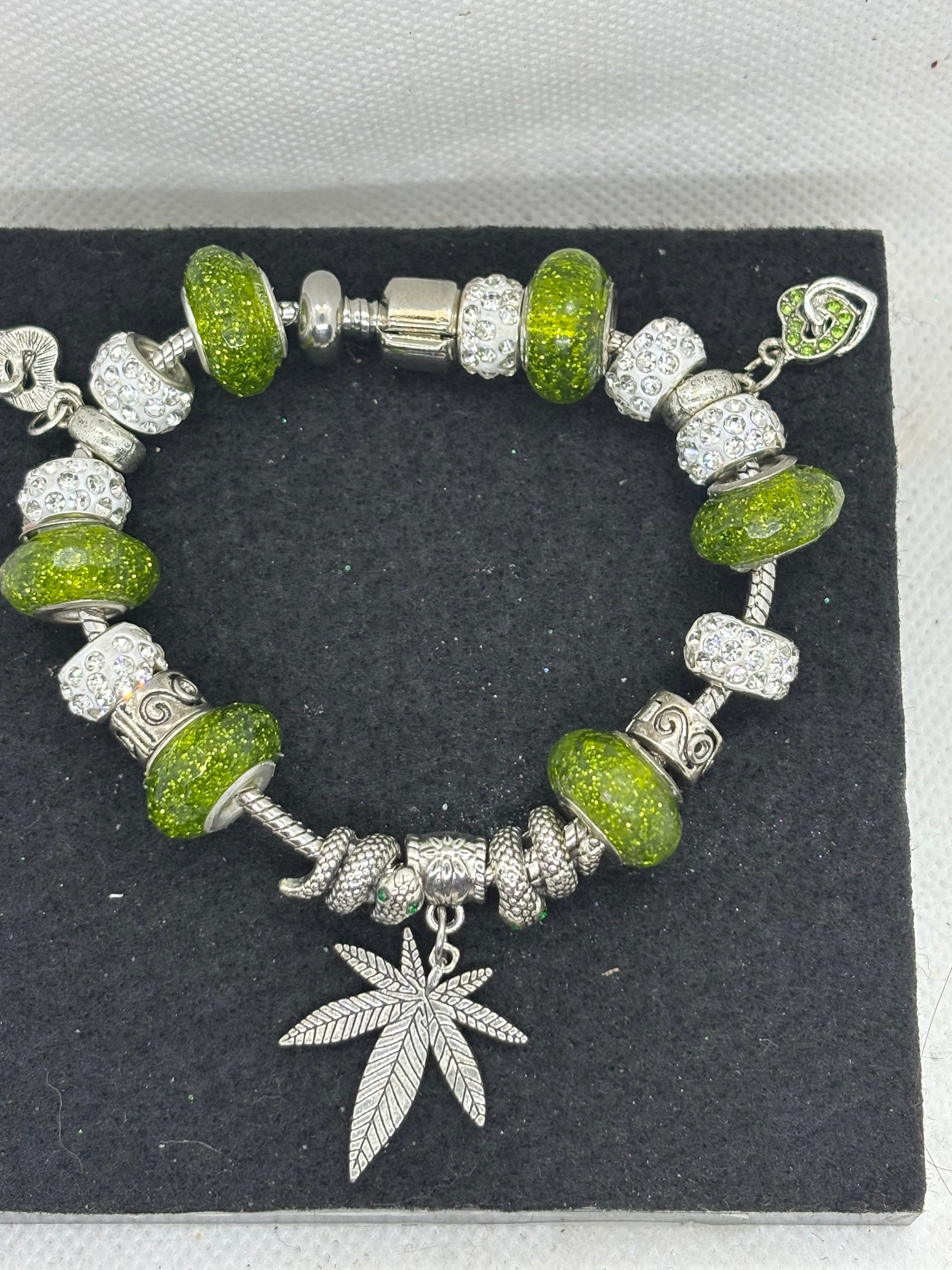 Green Leaf Charm Bracelet