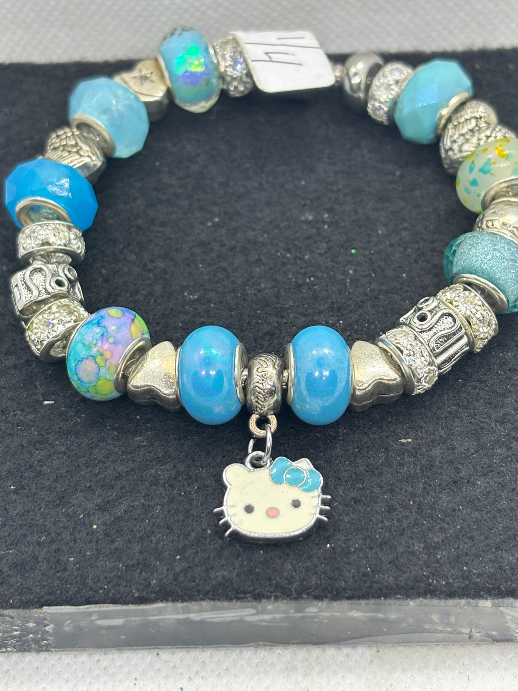 Teal Kitty Charm Bracelet
