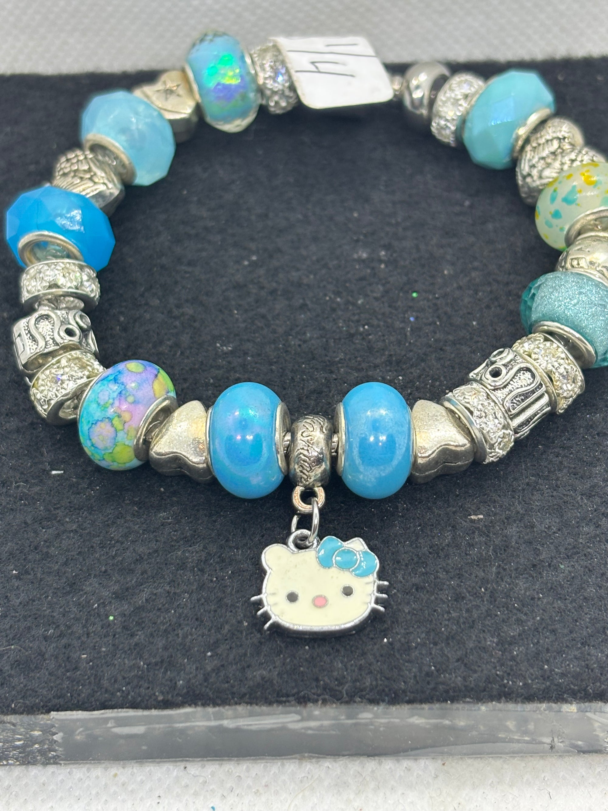 Teal Kitty Charm Bracelet