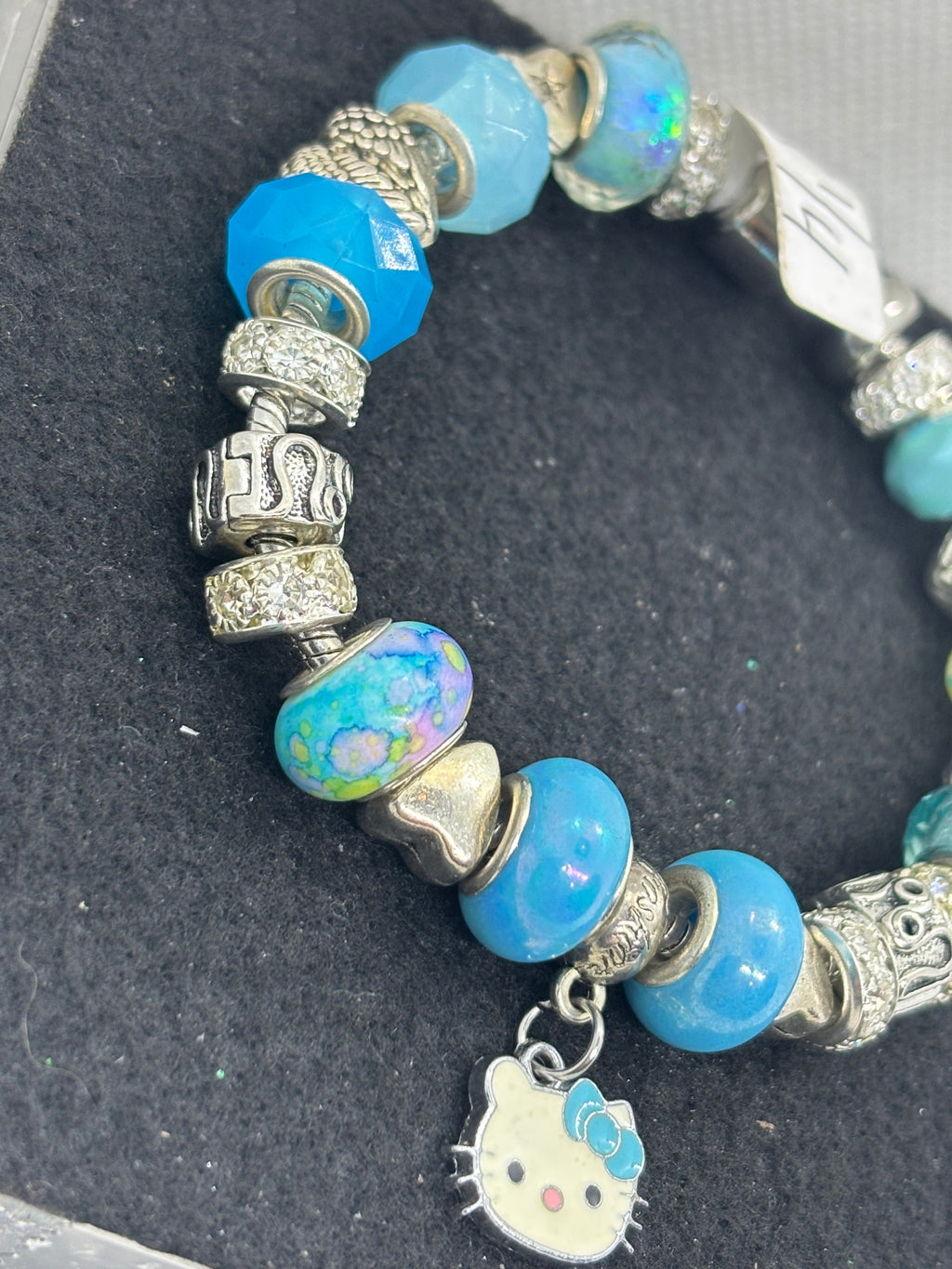 Teal Kitty Charm Bracelet