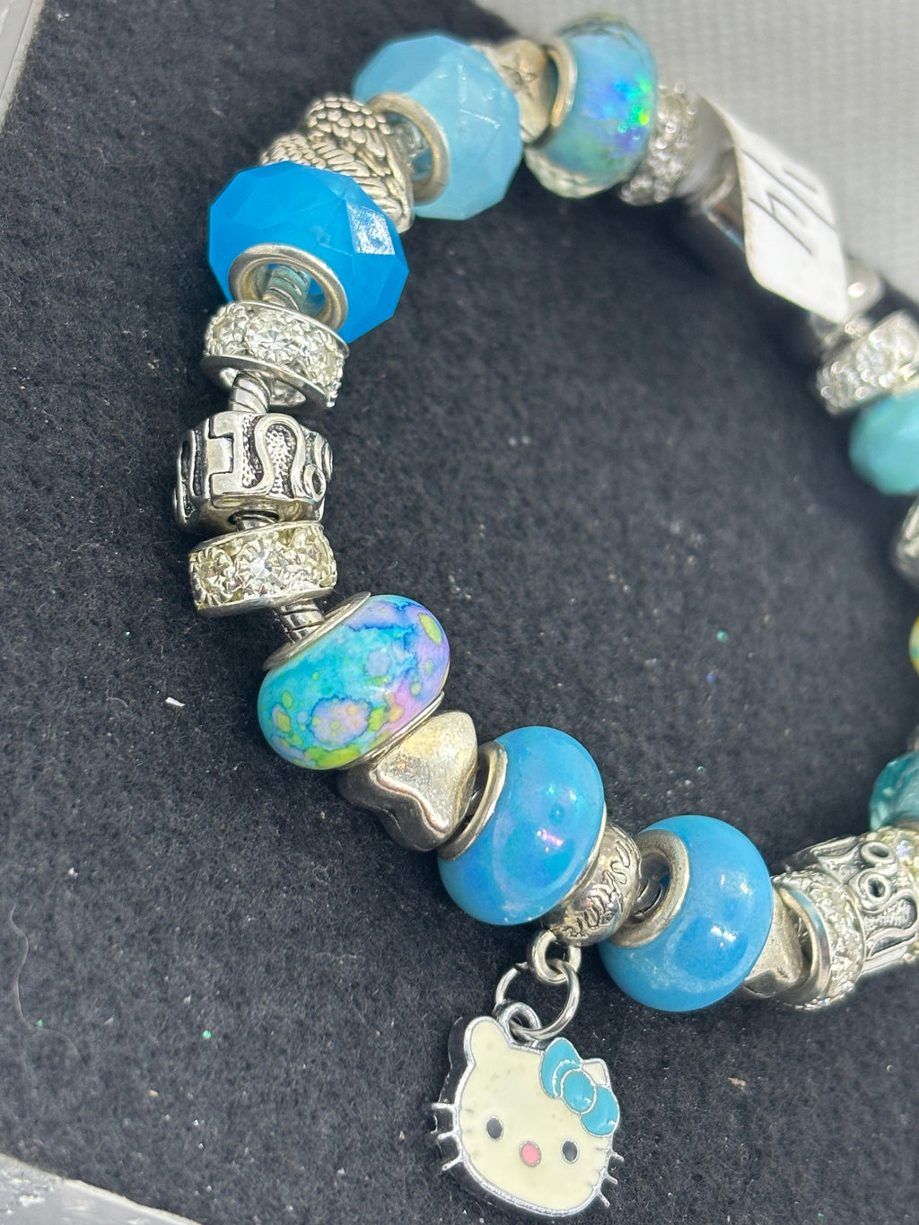 Teal Kitty Charm Bracelet