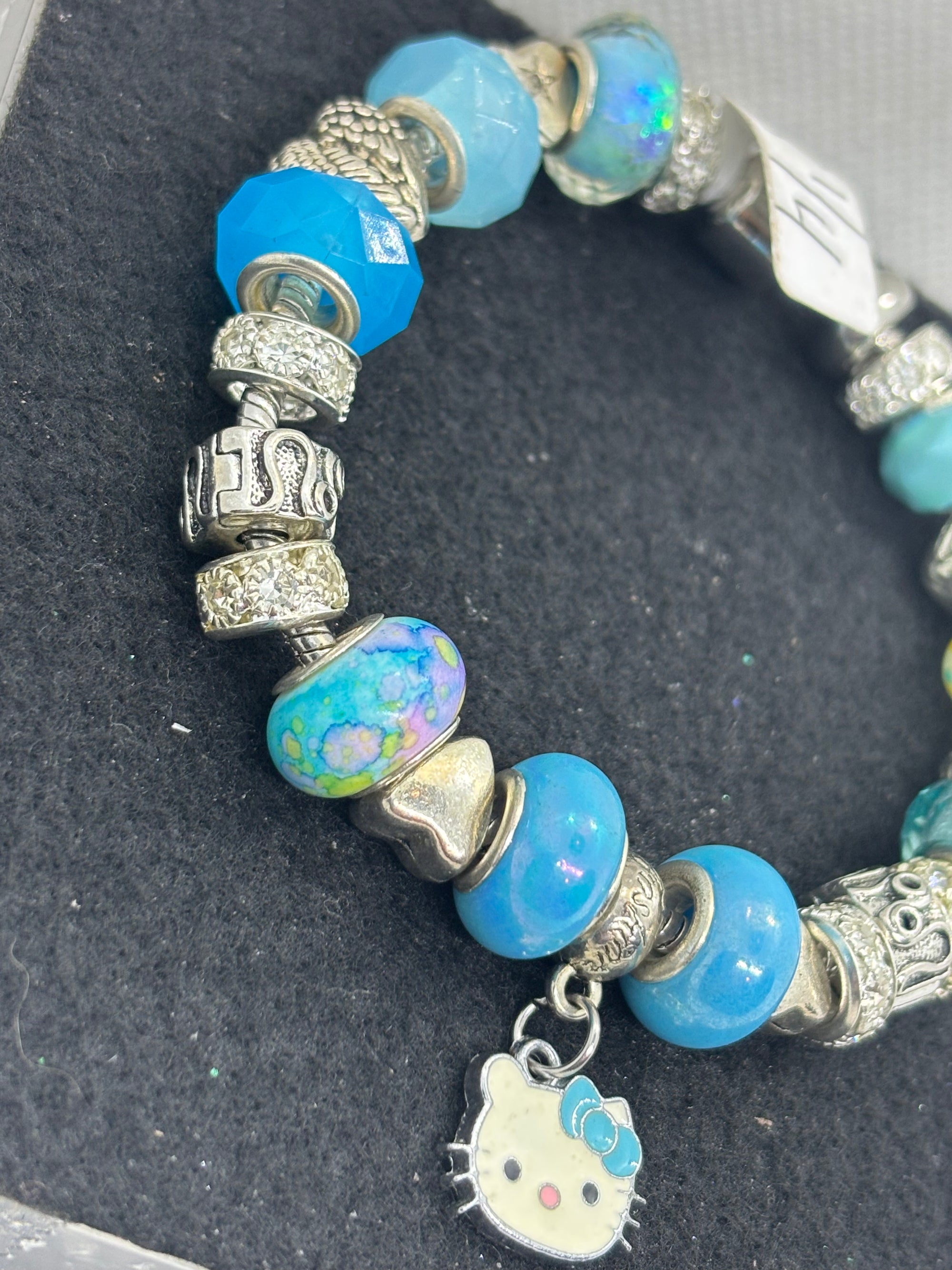 Teal Kitty Charm Bracelet