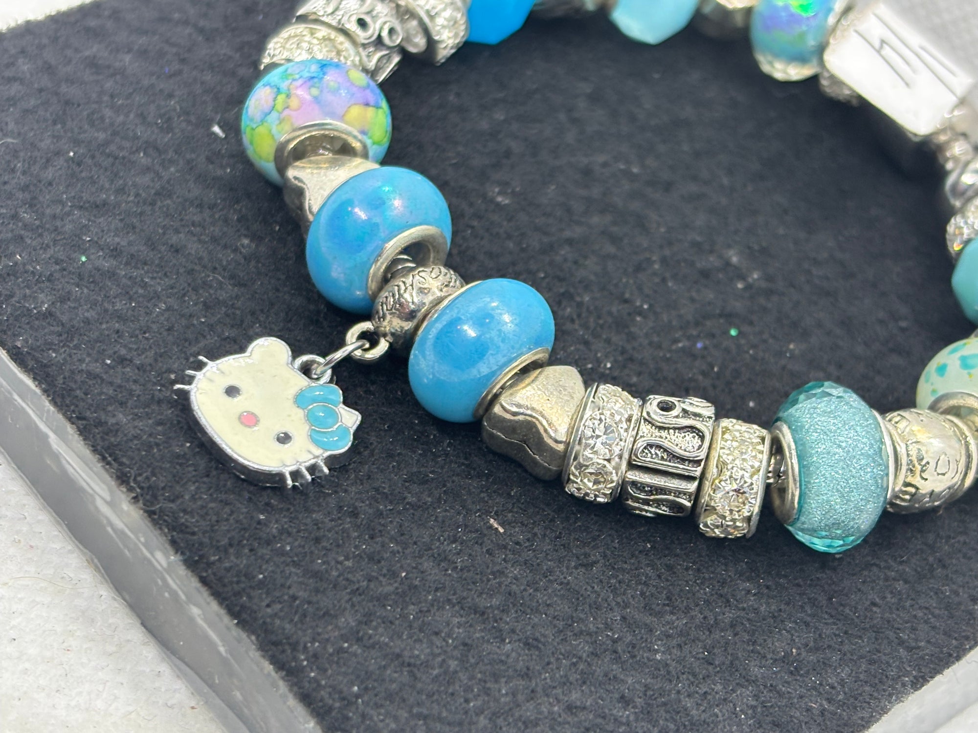 Teal Kitty Charm Bracelet