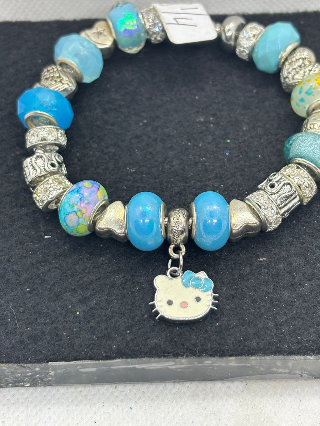 Teal Kitty Charm Bracelet