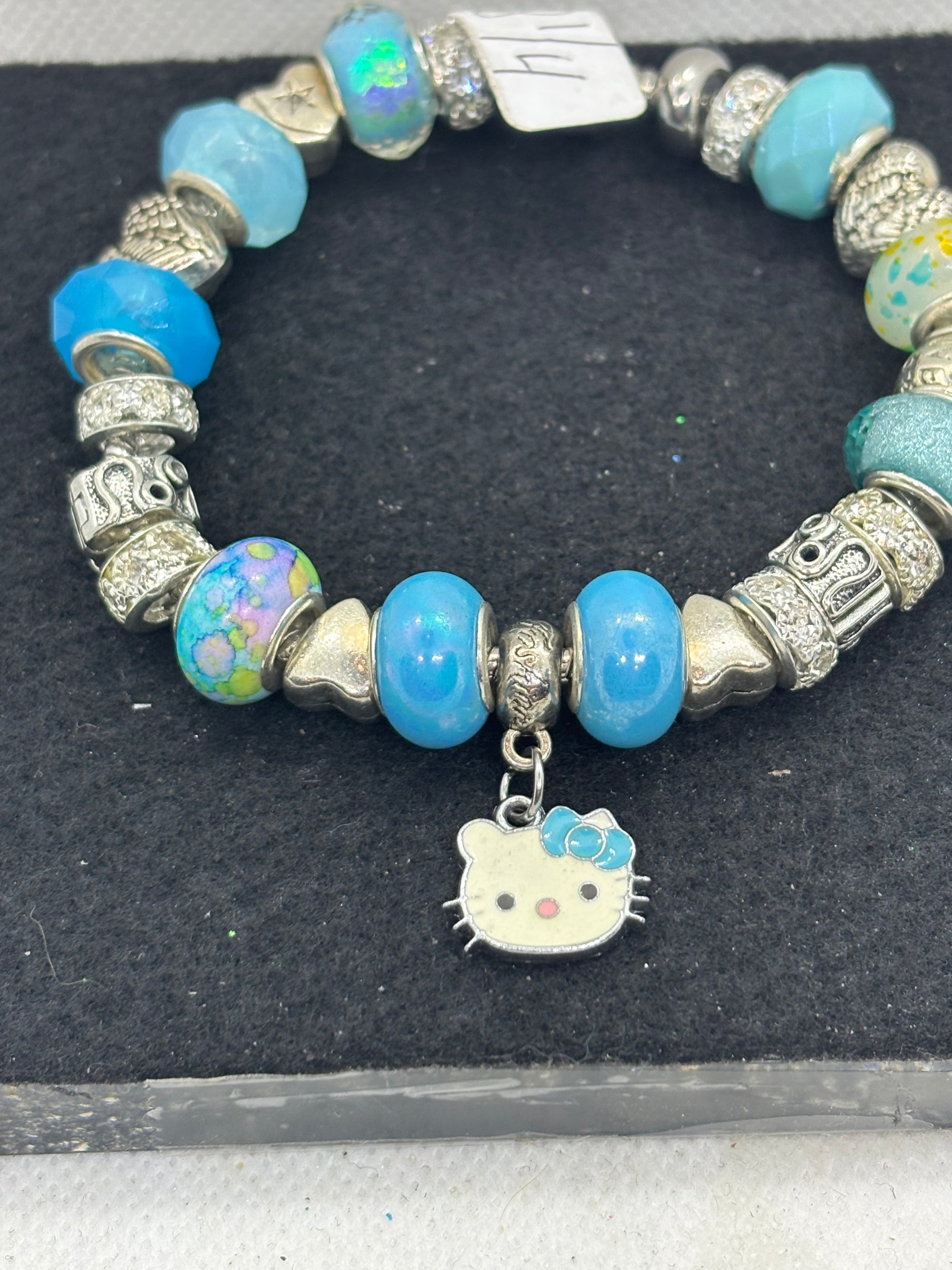 Teal Kitty Charm Bracelet