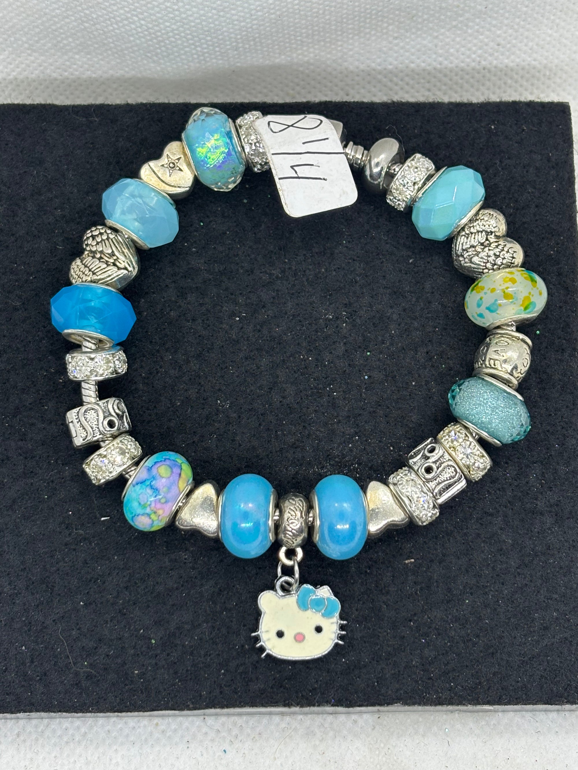 Teal Kitty Charm Bracelet